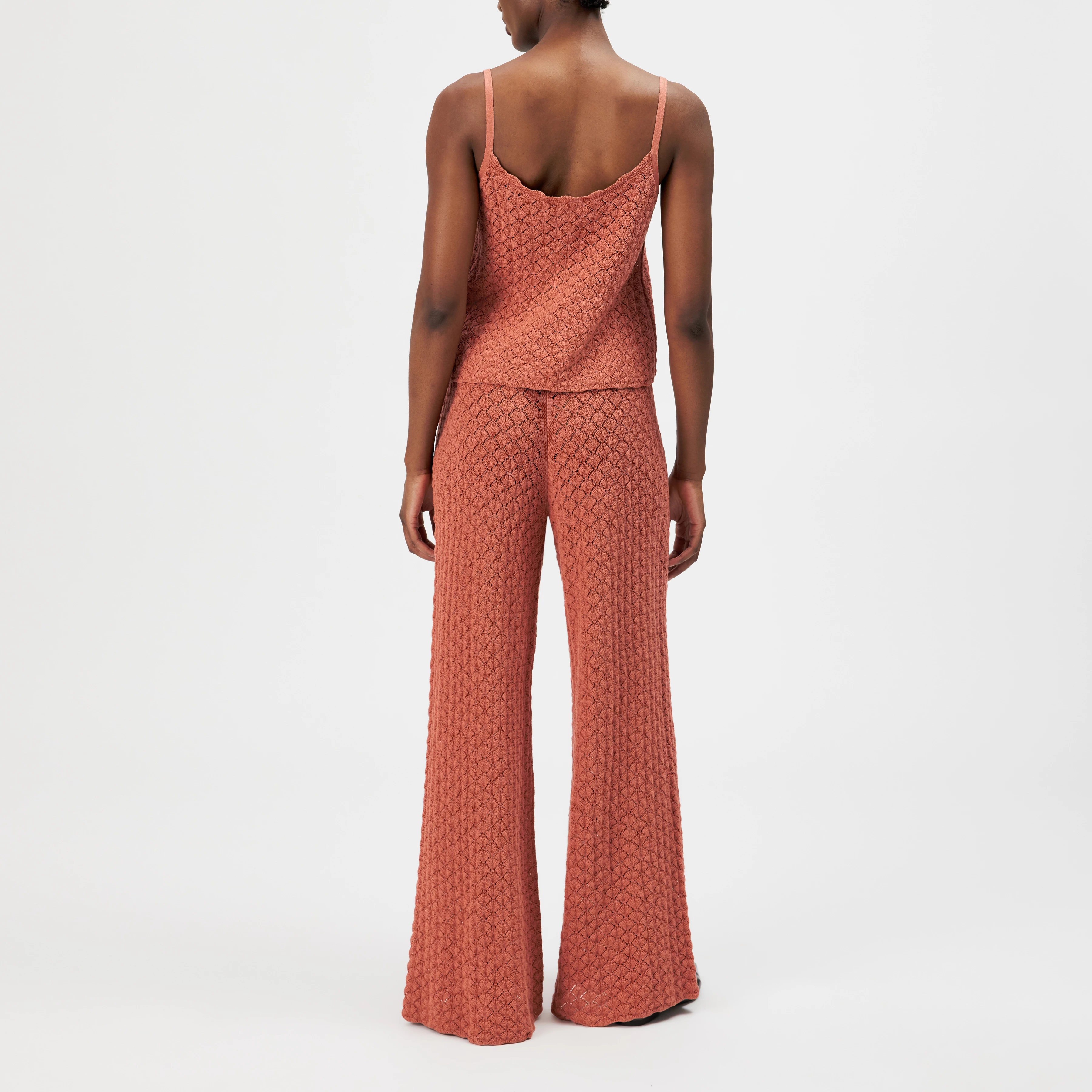GALVINA - Knitted top in textured cotton - women - orange - Rückansicht