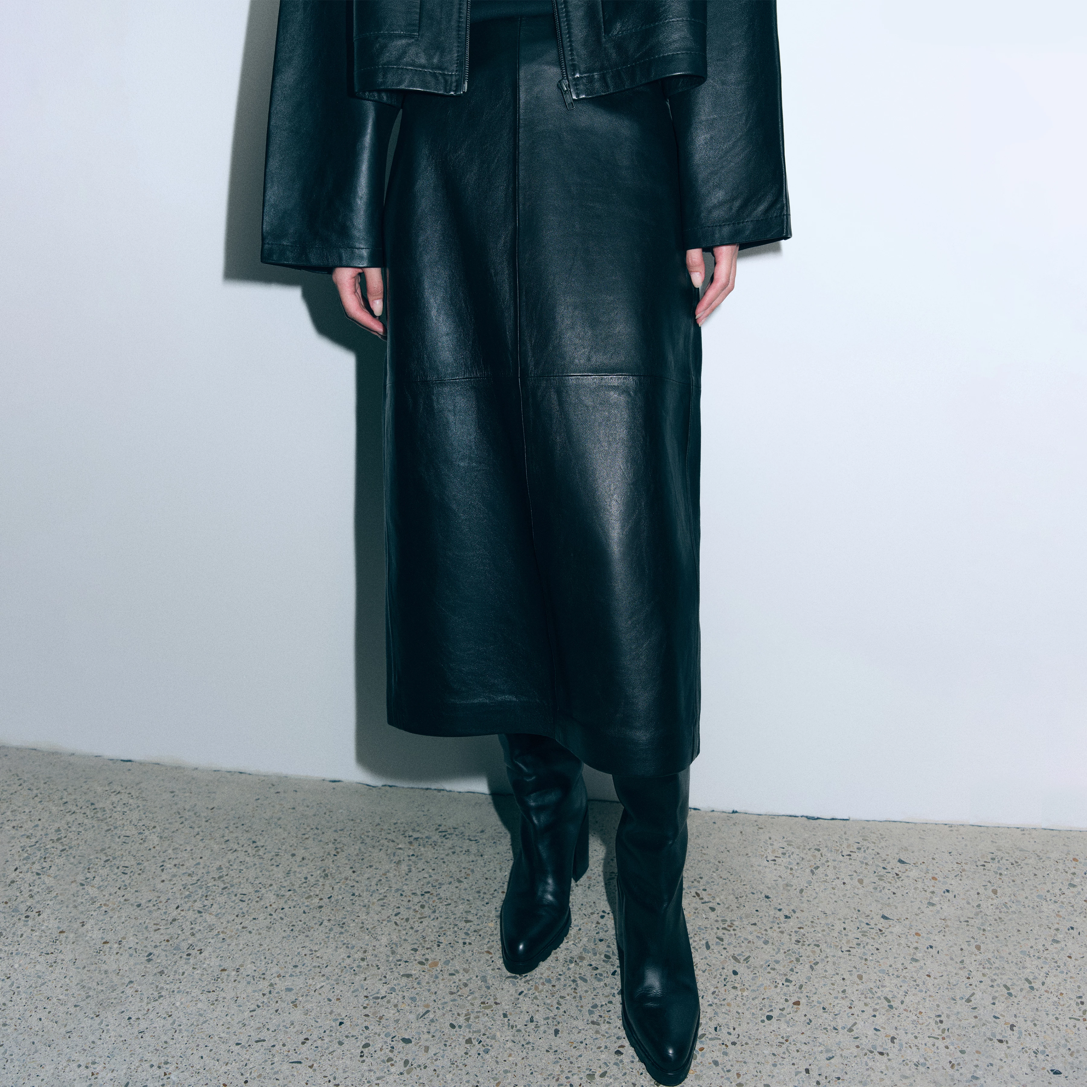 GENTIANA - Bleistiftrock in Leder - Damen - schwarz