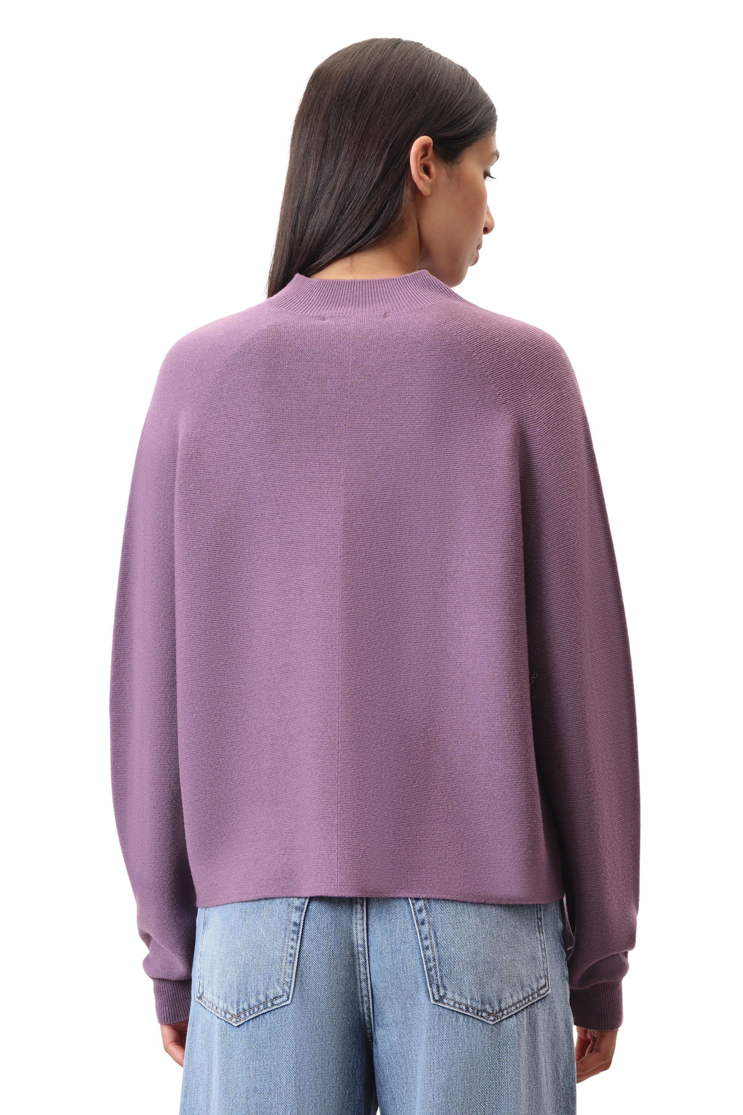 LOTIAMI - Verkürzter Pullover in 100% Merinowolle - Damen - lila - Rückansicht