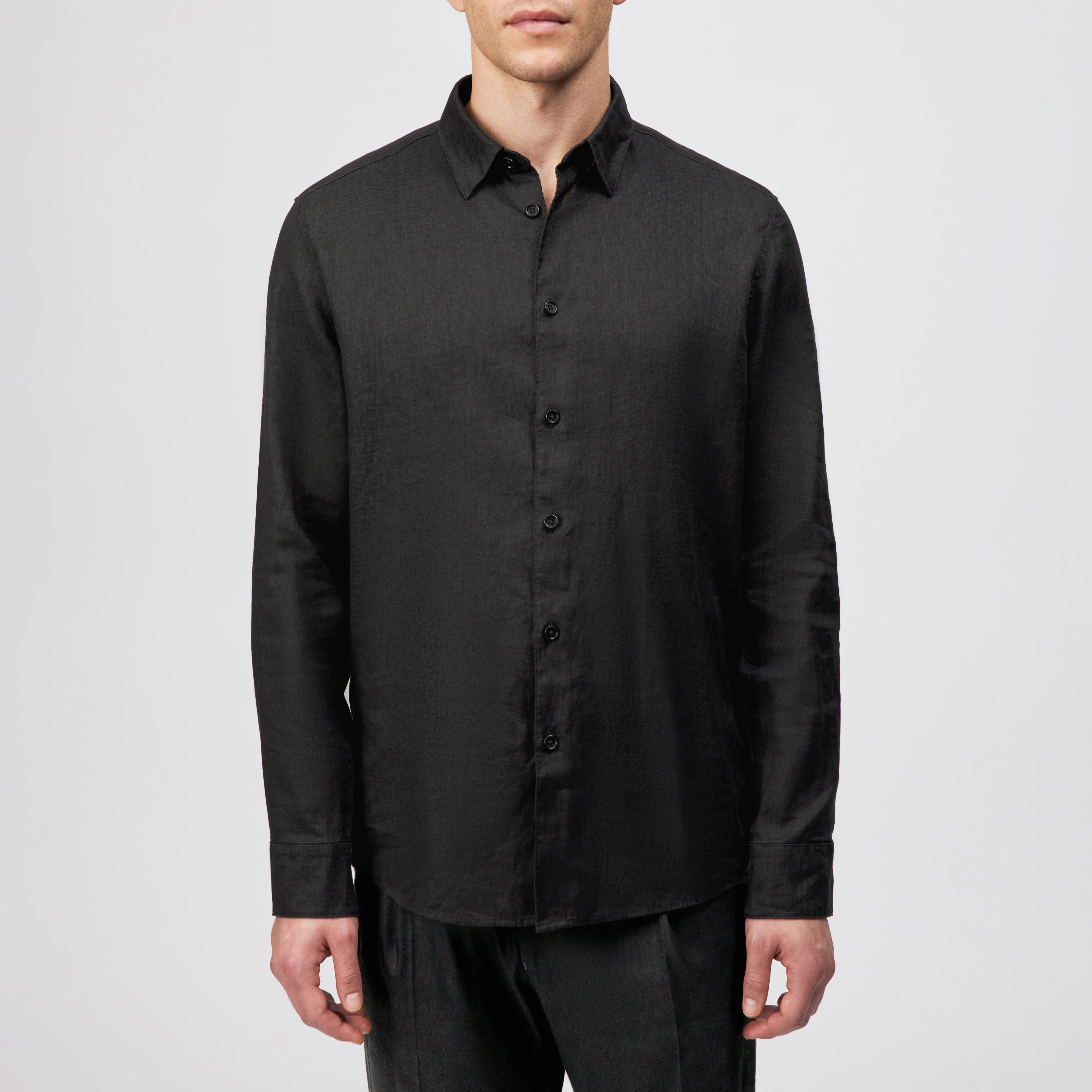 RAMIS - Regular fit shirt in linen-cotton blend - men - Natural Aluminium - Frontansicht