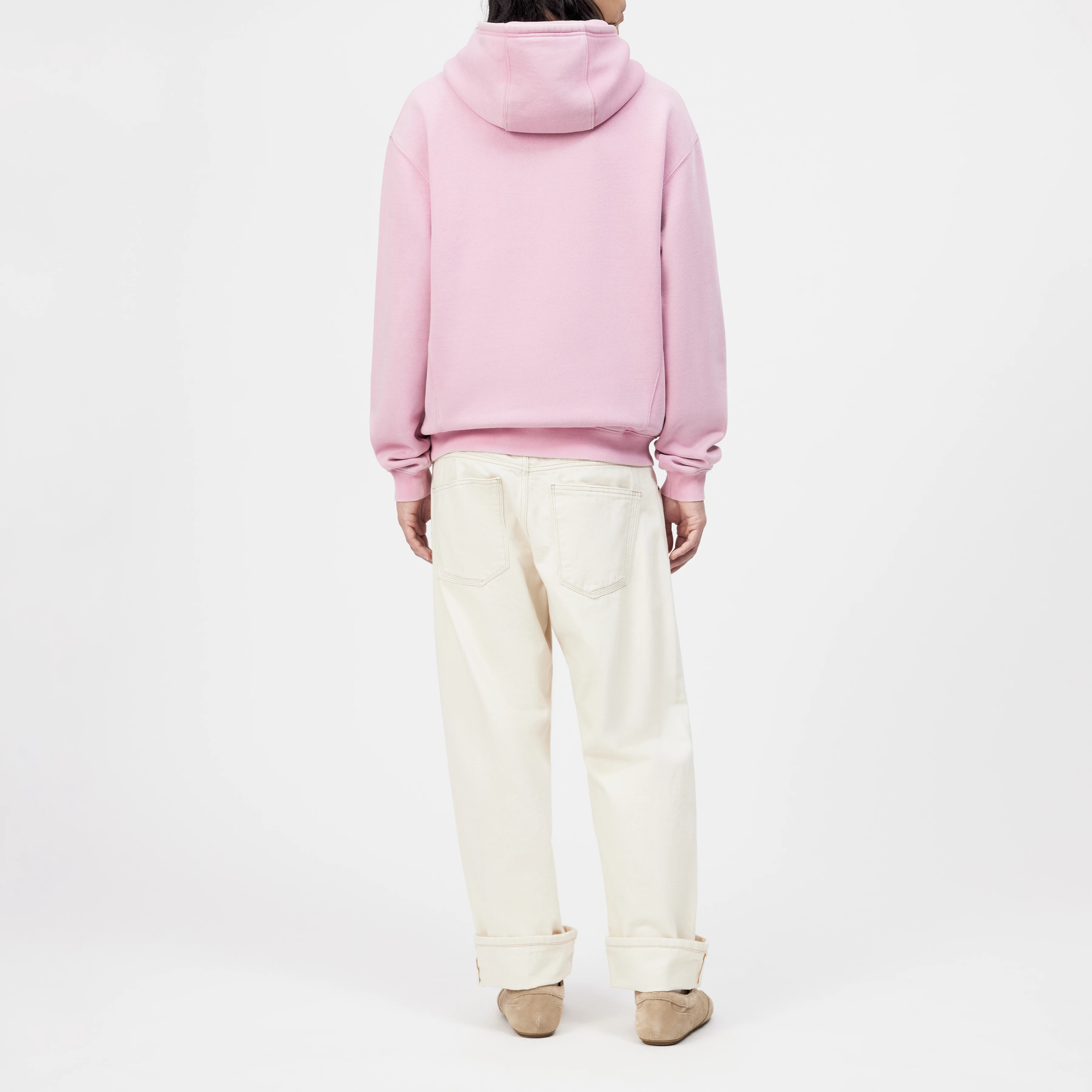 KAMILIO - Hoodie in gewaschenem Baumwoll-Mix - Herren - rosa - Rückansicht