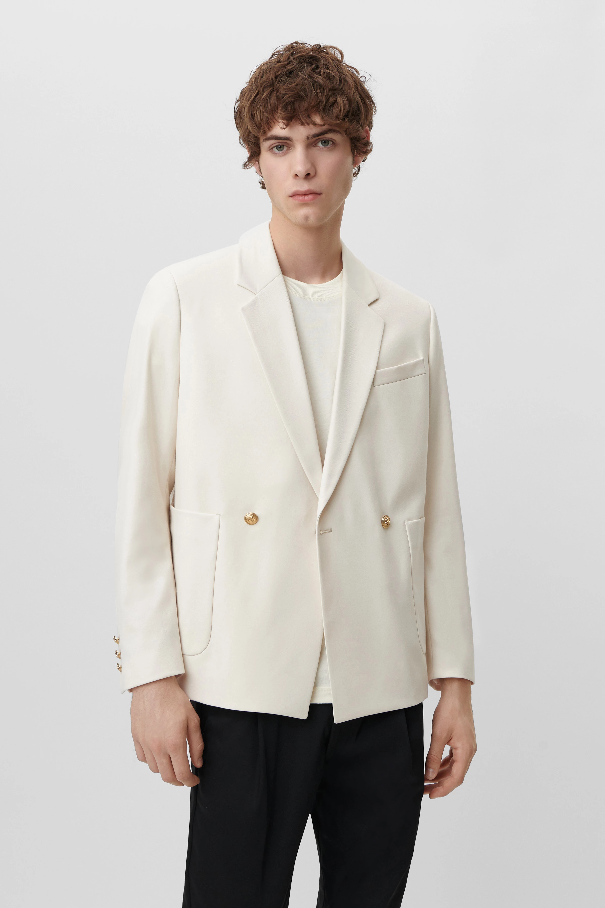 EKBY - Flanell Doppelreiher - Herren - off white - Frontansicht