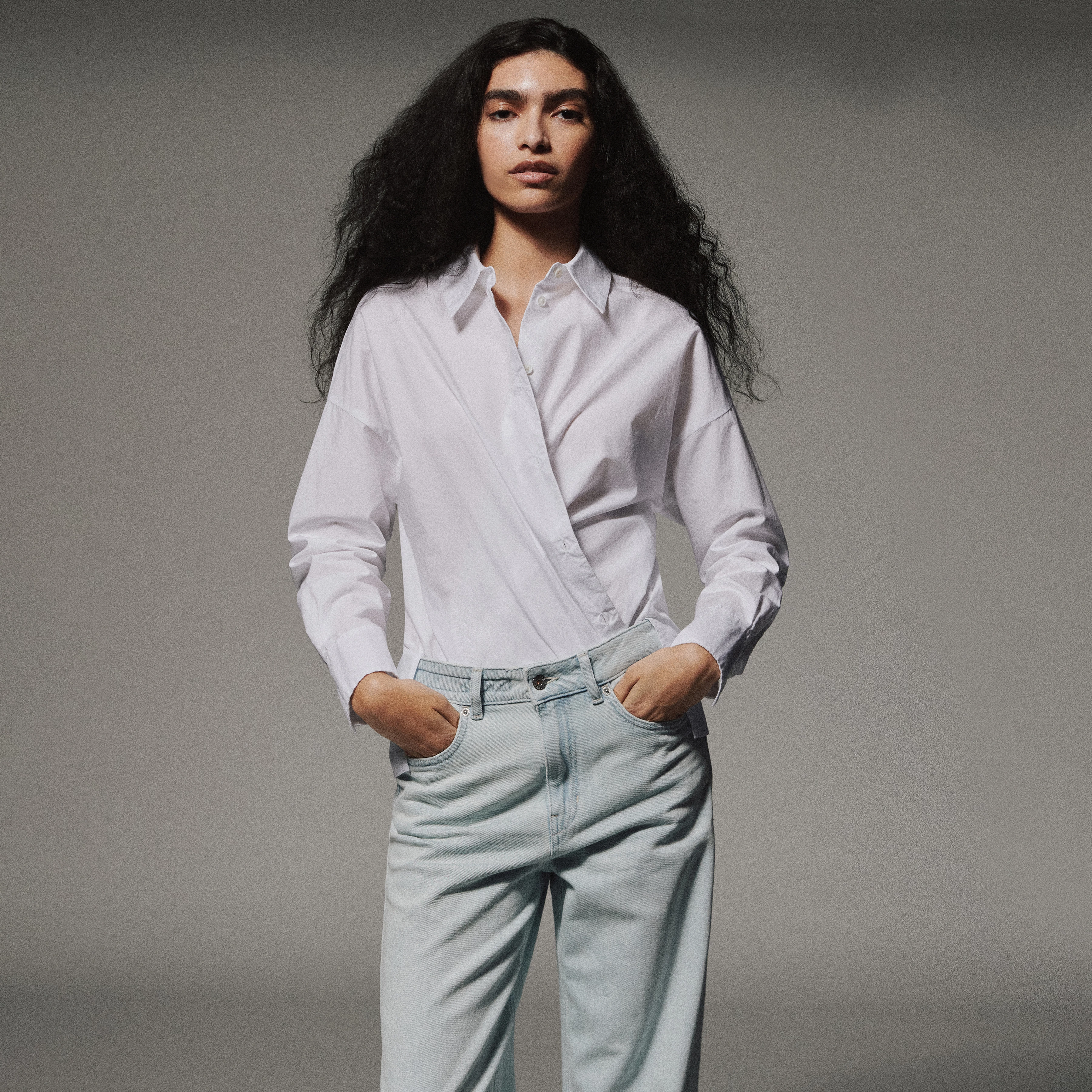 CLOELIA - Classic shirt blouse in poplin - women - white