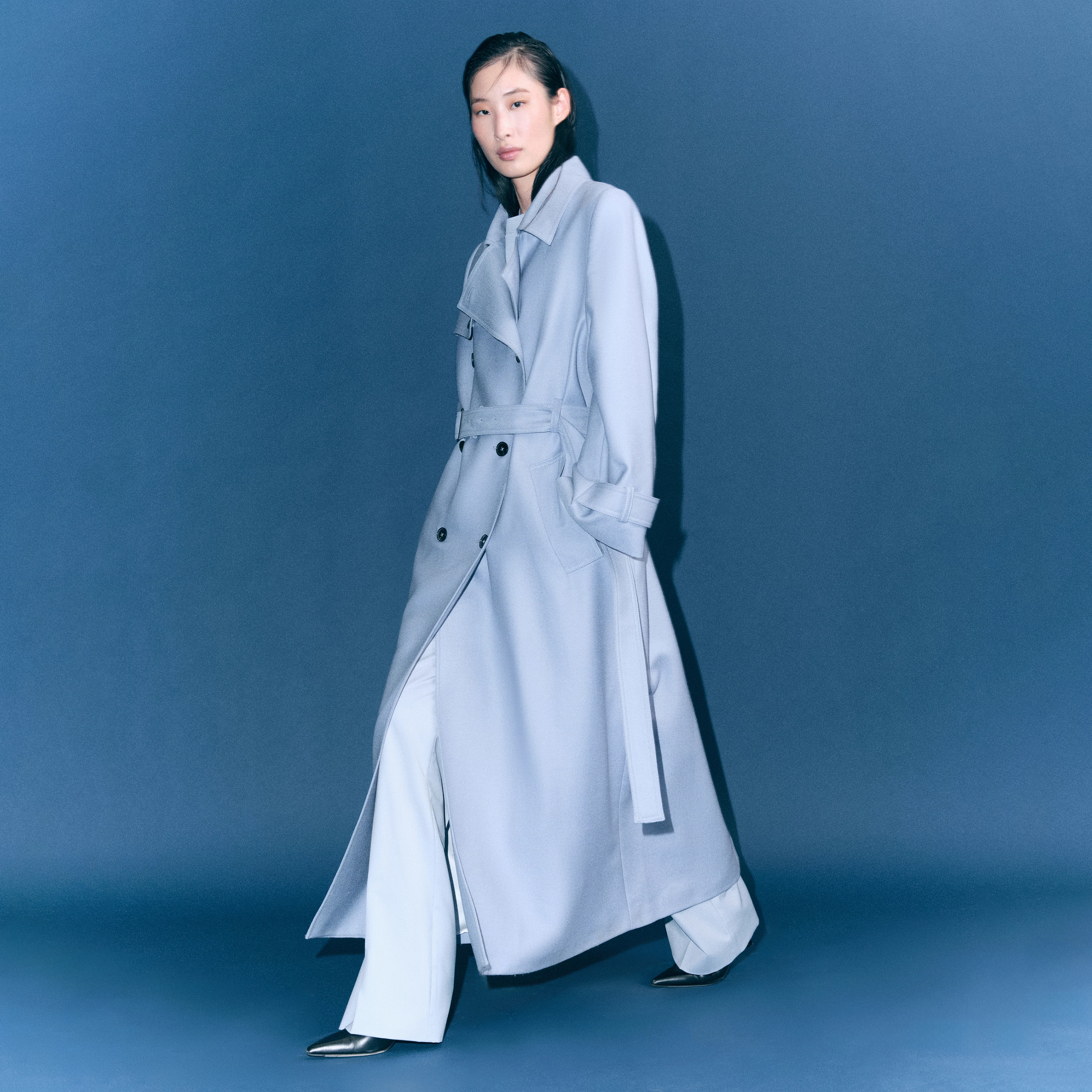 ALVINGTON - Trenchcoat in Schurwolle - Damen - blau