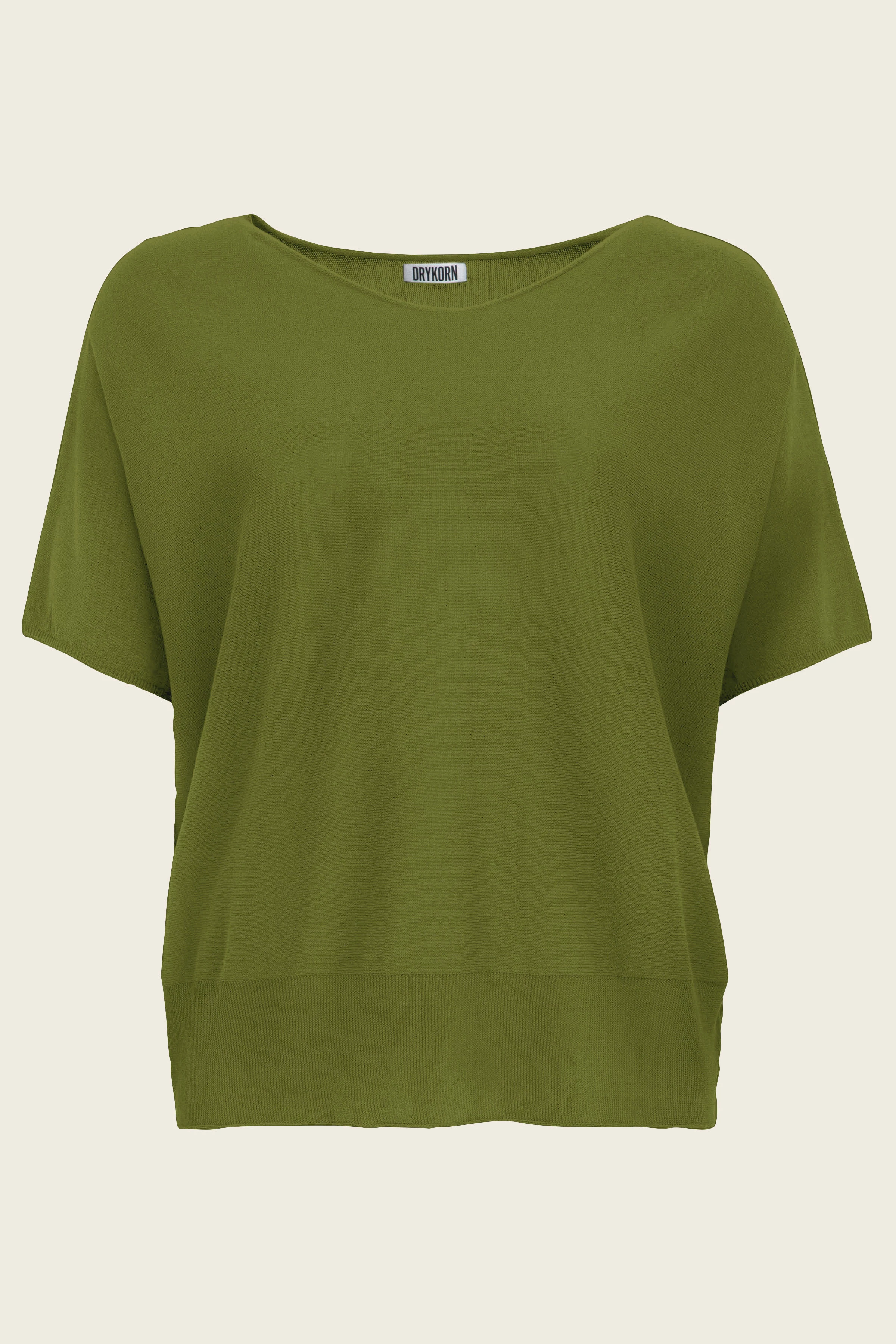 SOMELI - knitted t-shirt in cotton crepe - women - green - Freisteller Frontansicht