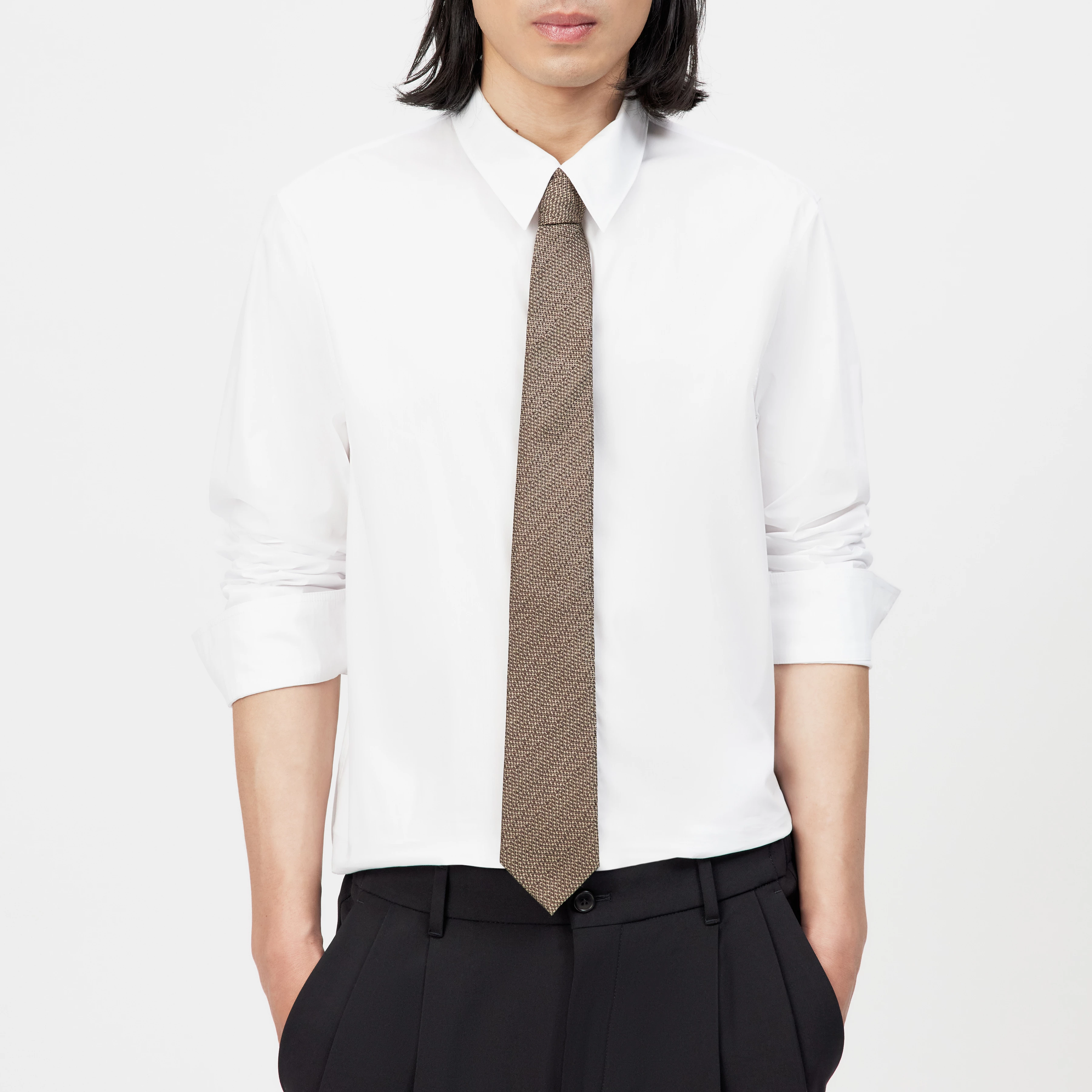 TIE_MODERN - Silk tie - unisex - brown - Rückansicht