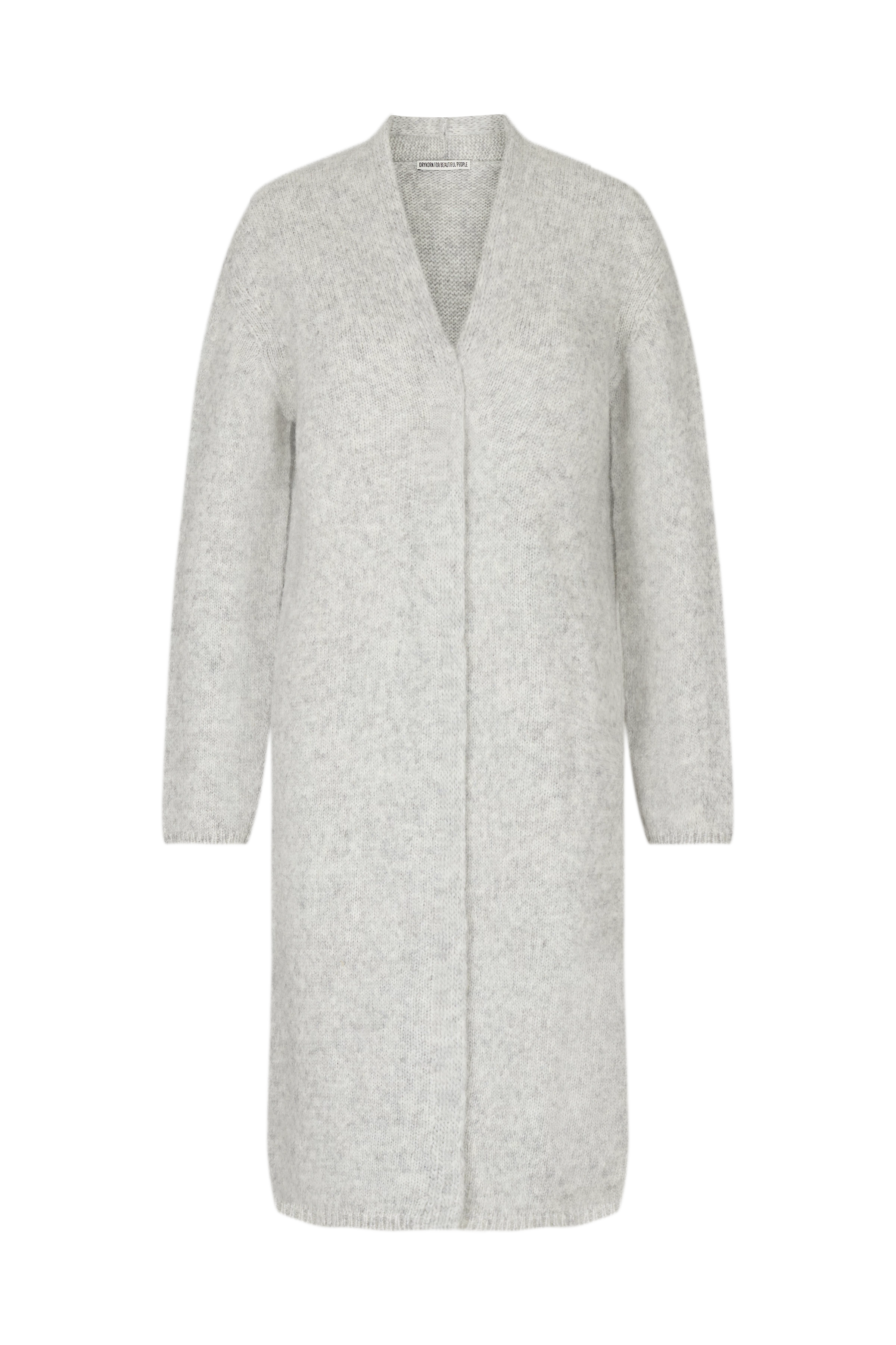 FABA - closureless knitted coat in midi length in alpaca mix - women - grey - Freisteller Frontansicht