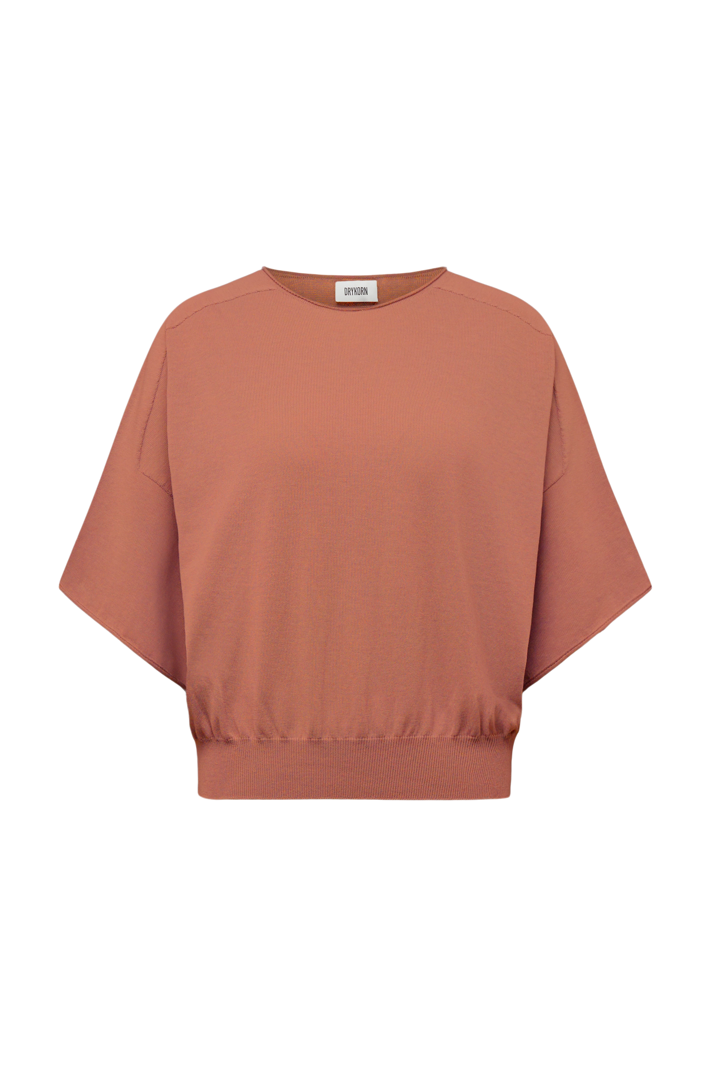 DILARY - Casual knitted T-shirt in cotton crêpe - women - orange - Freisteller Frontansicht