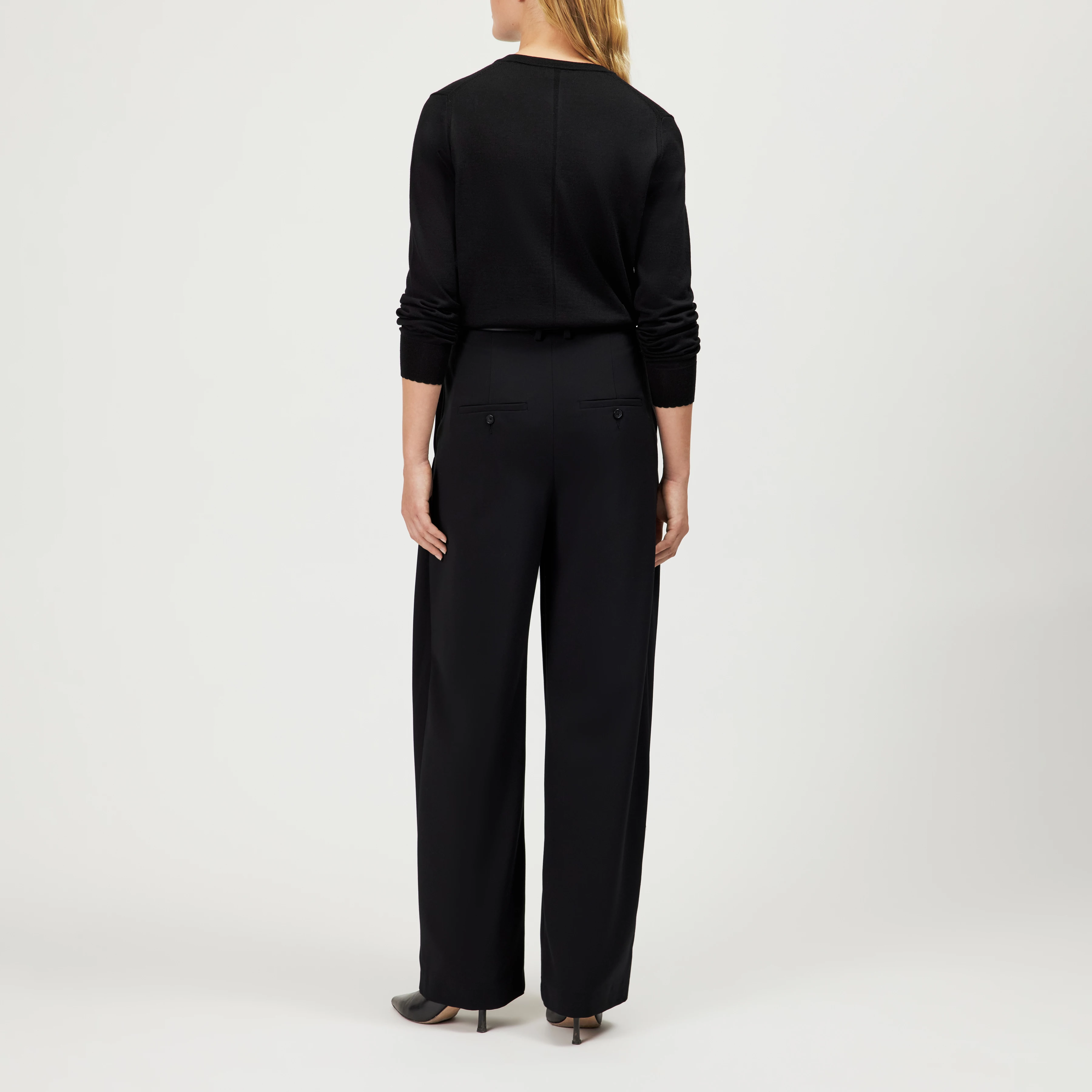 ELICIT - Wide twill pleat trousers - women - black - Rückansicht