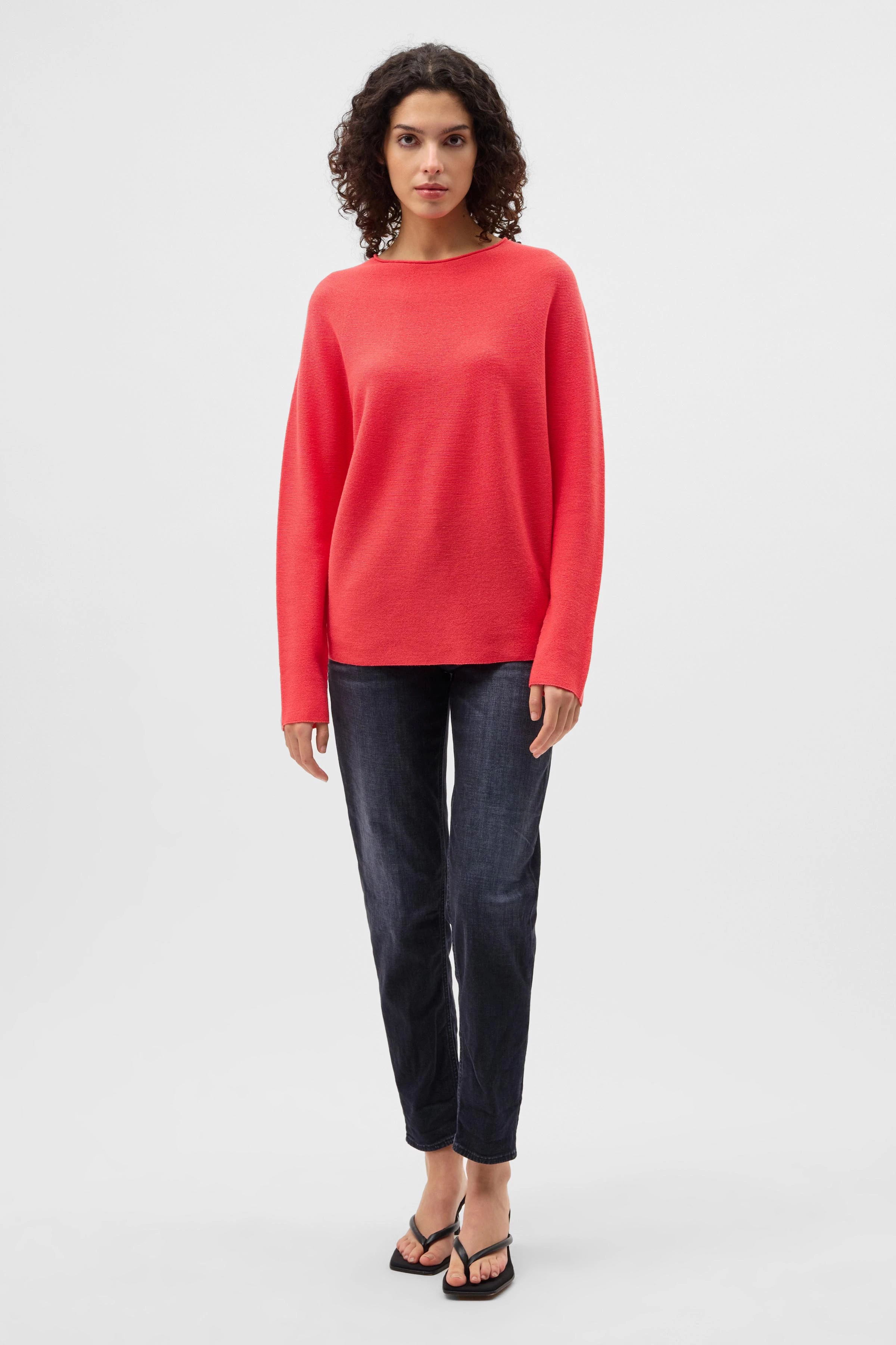 MAILA - Pullover aus reiner Schurwolle - Damen - orange - Ganzkörper-Frontansicht