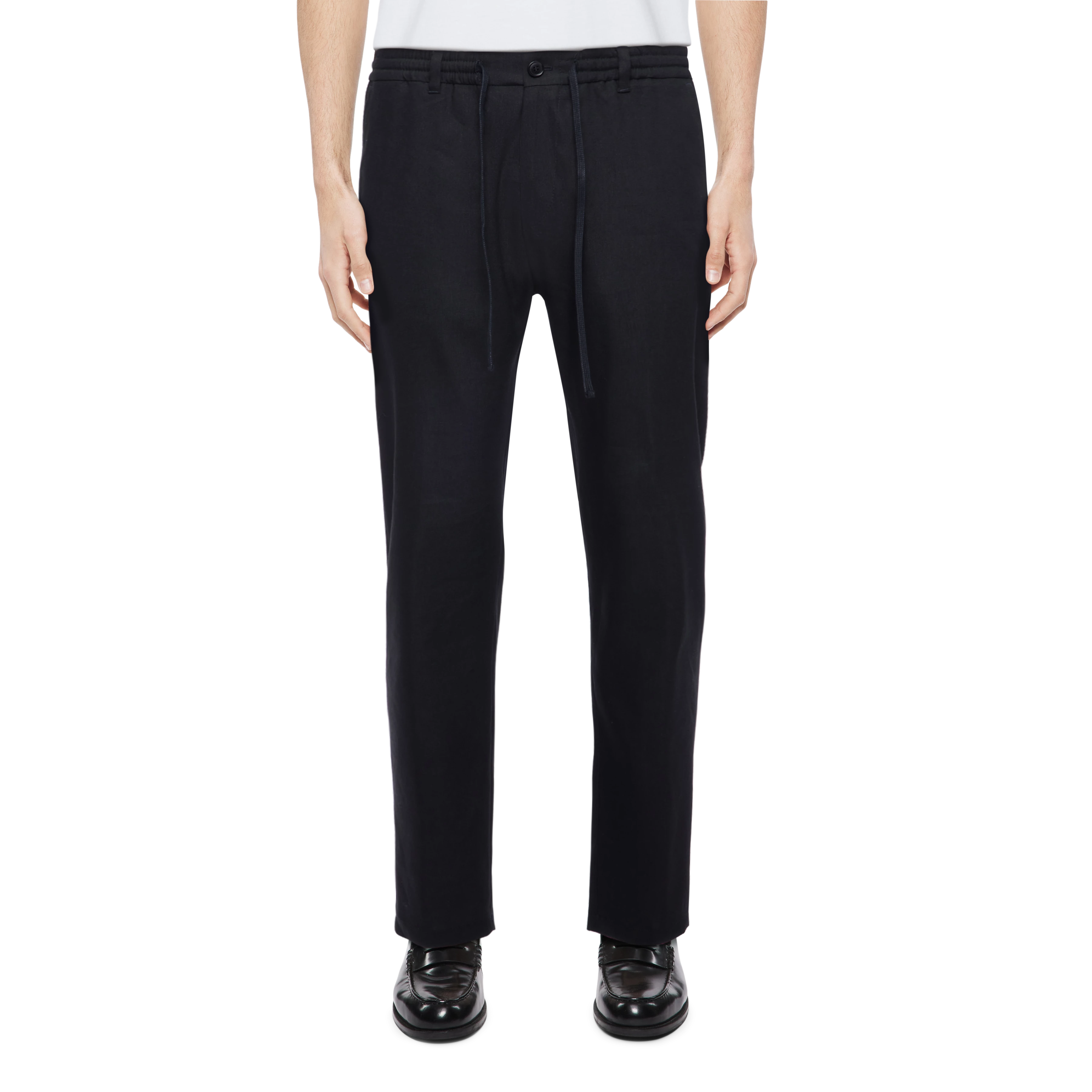 DEGER - Sweatpants with drawstring waist in blended linen - men - Natural Aluminium - Frontansicht