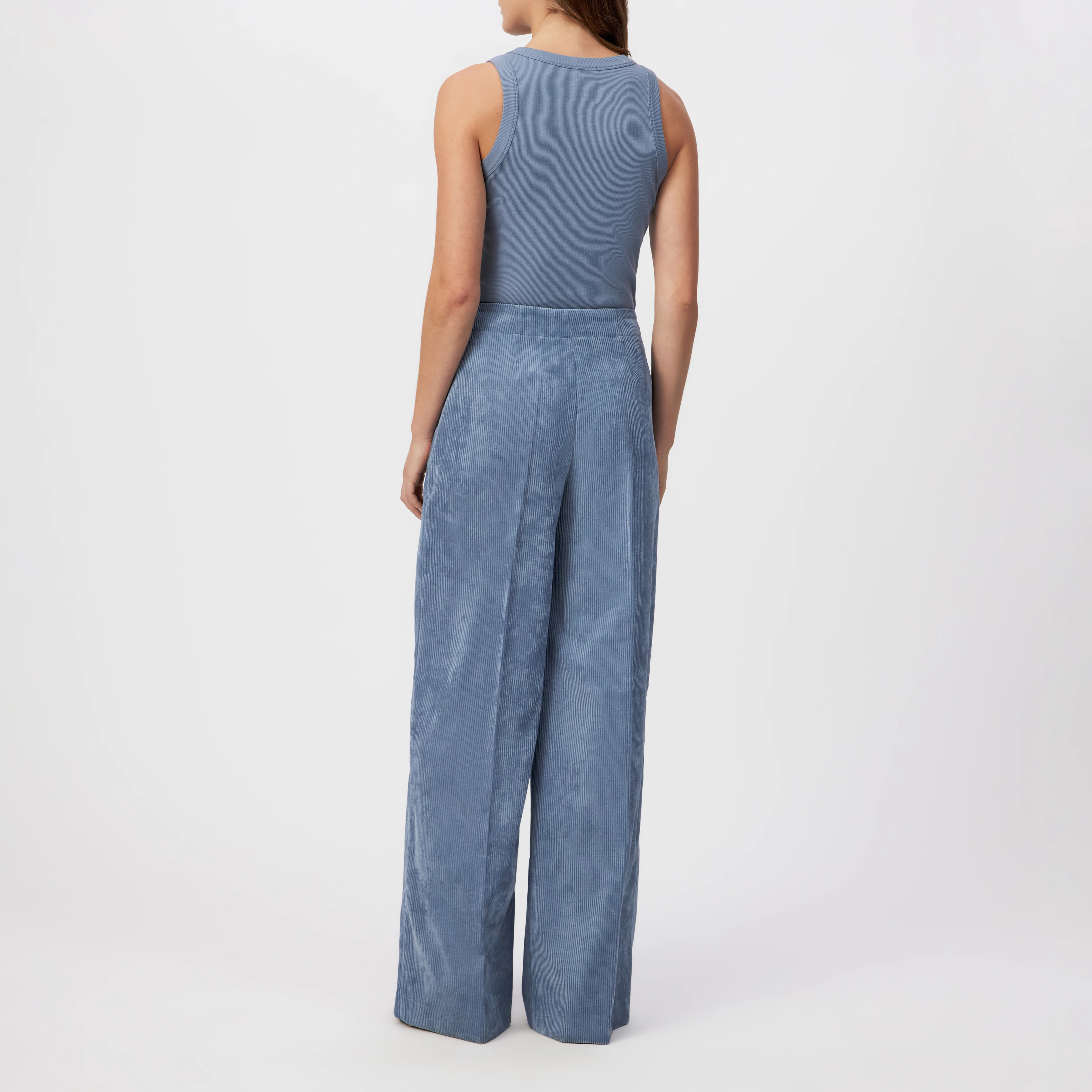 BEFORE - Marlenehose in Cord - Damen - blau - Rückansicht