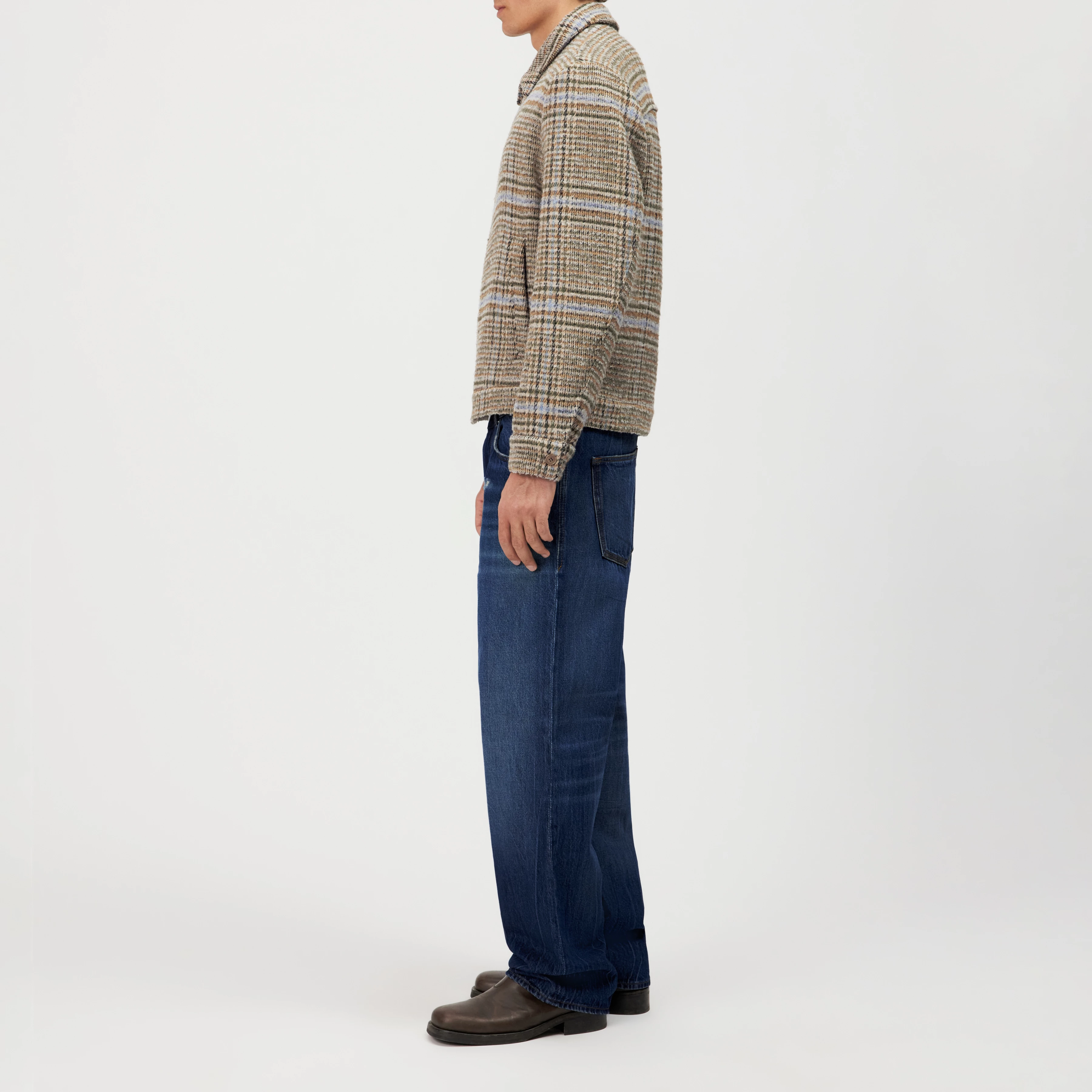 RIKKA_2 - Checked woven jacket - men - green - Seitenansicht