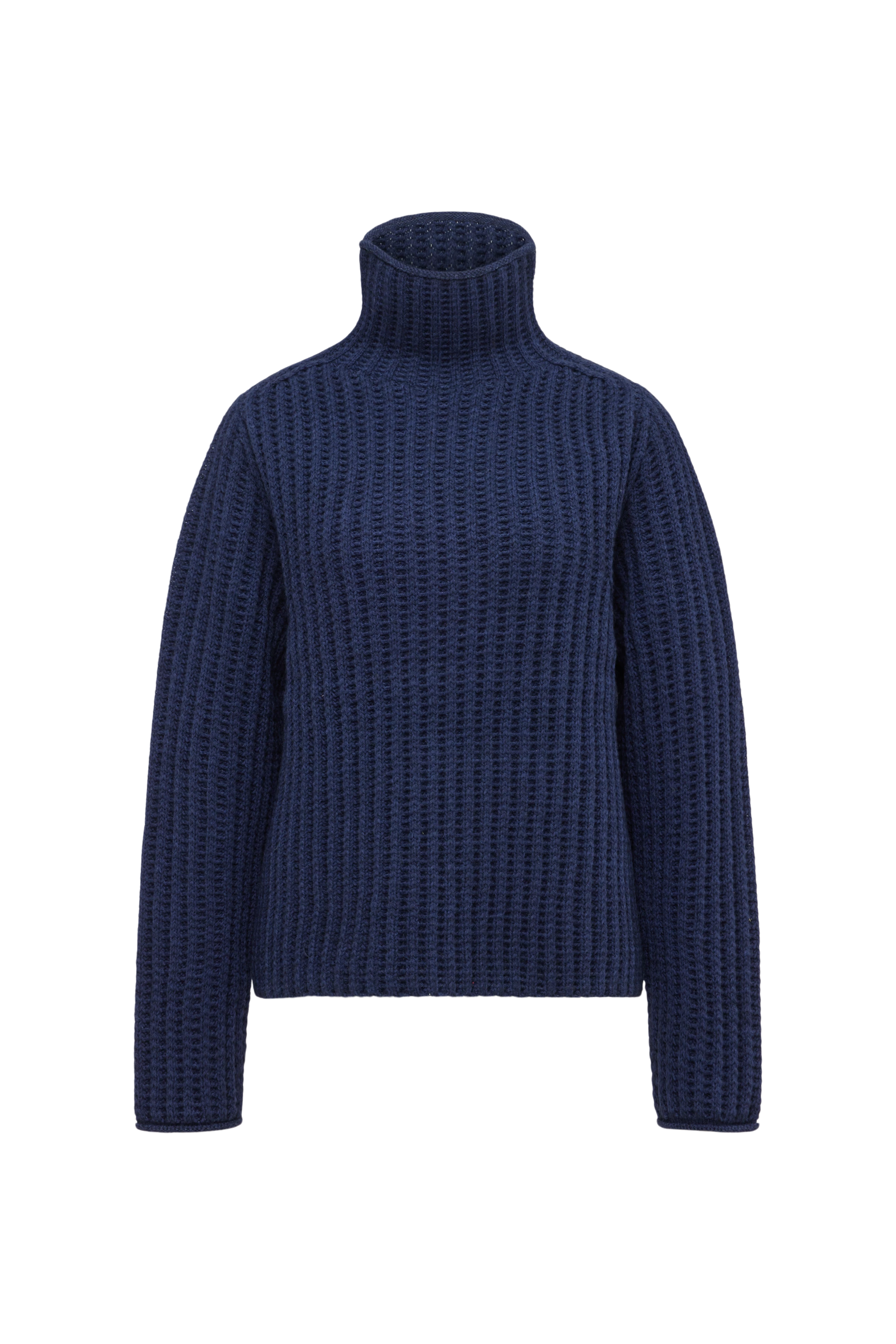 VARISA - Turtleneck jumper in wool and alpaca blend - women - blue - Freisteller Frontansicht