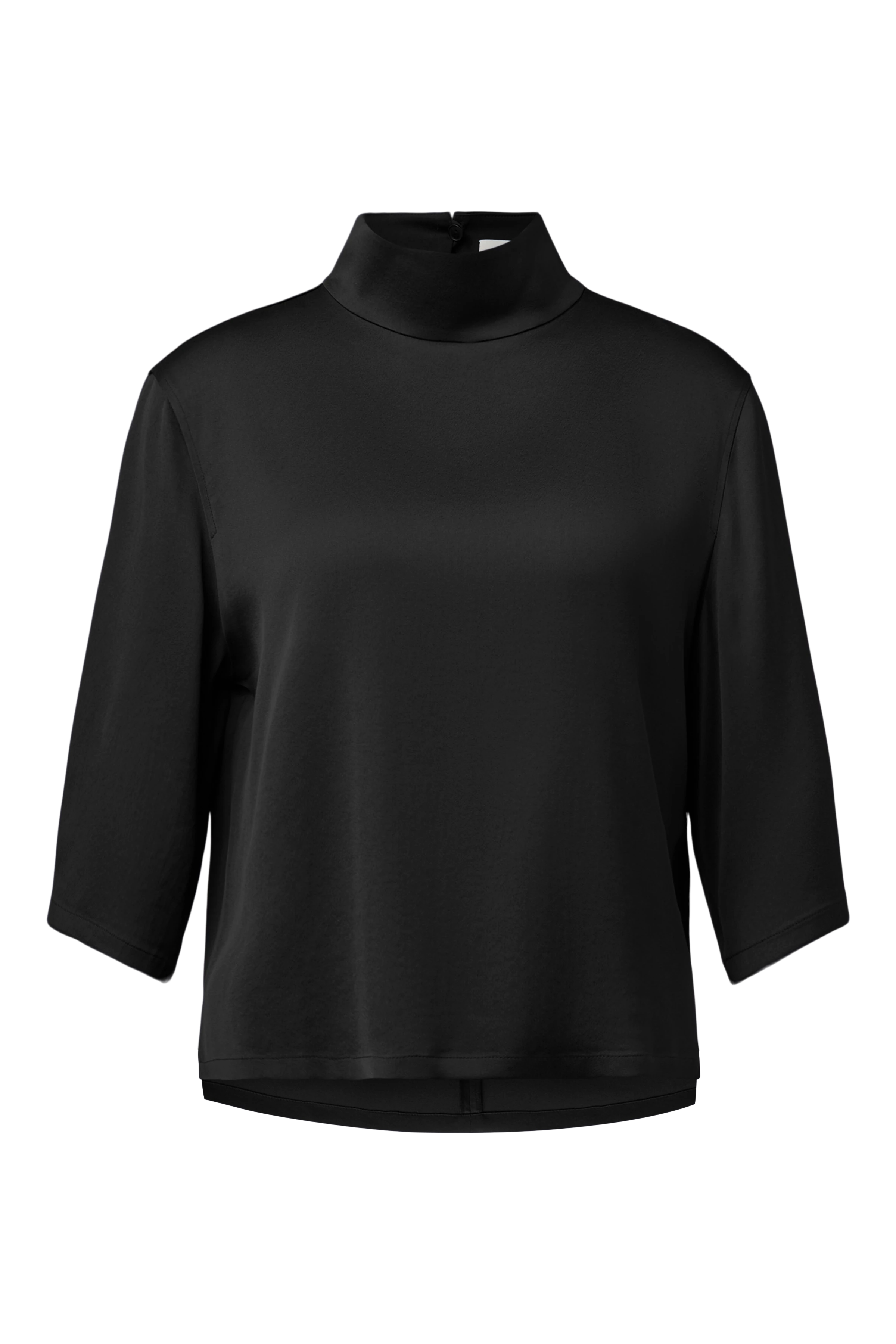 ALETIA - Blouse col montant en satin - women - noir - Freisteller Frontansicht