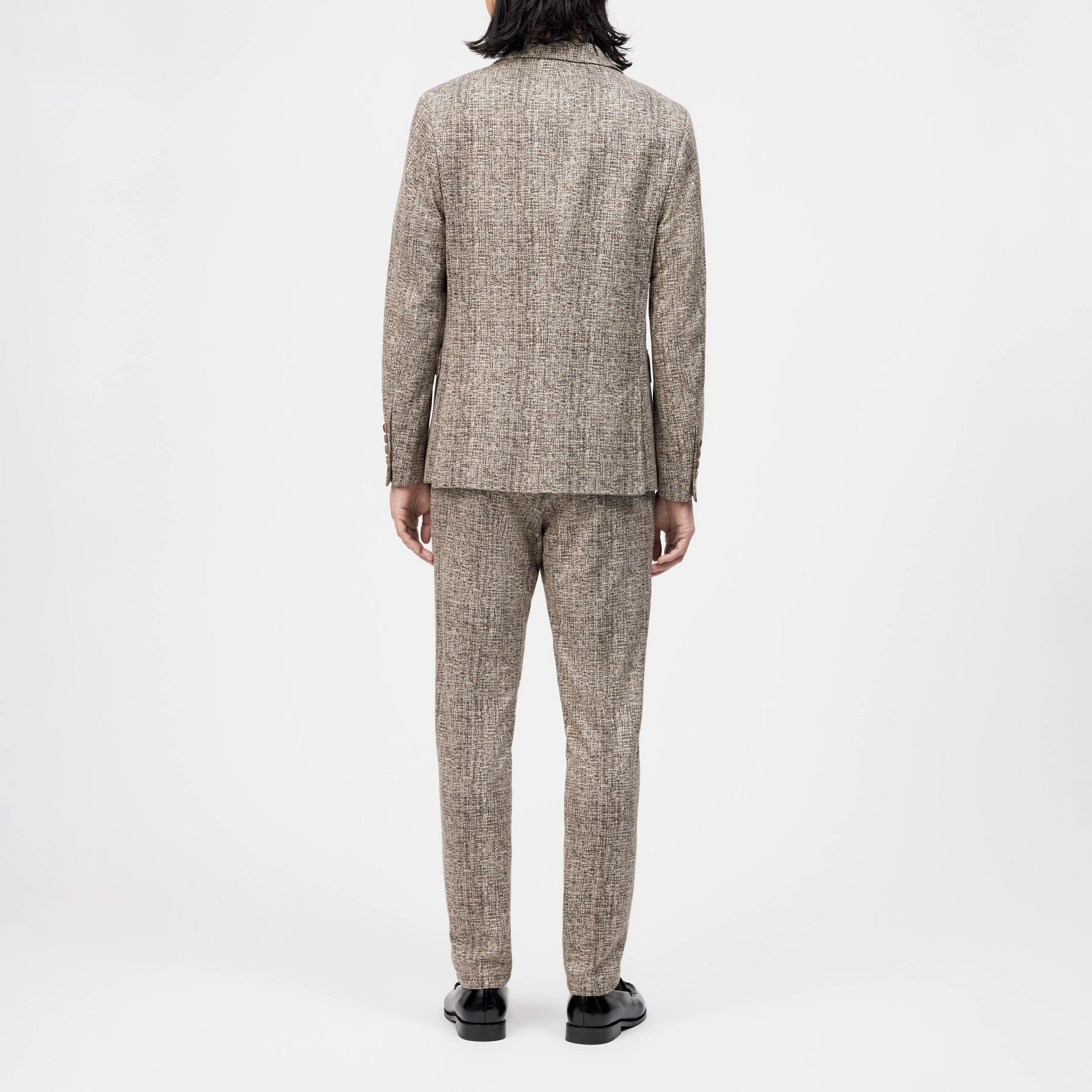 YAMES - Single-breasted jacket in viscose blend - men - brown - Rückansicht