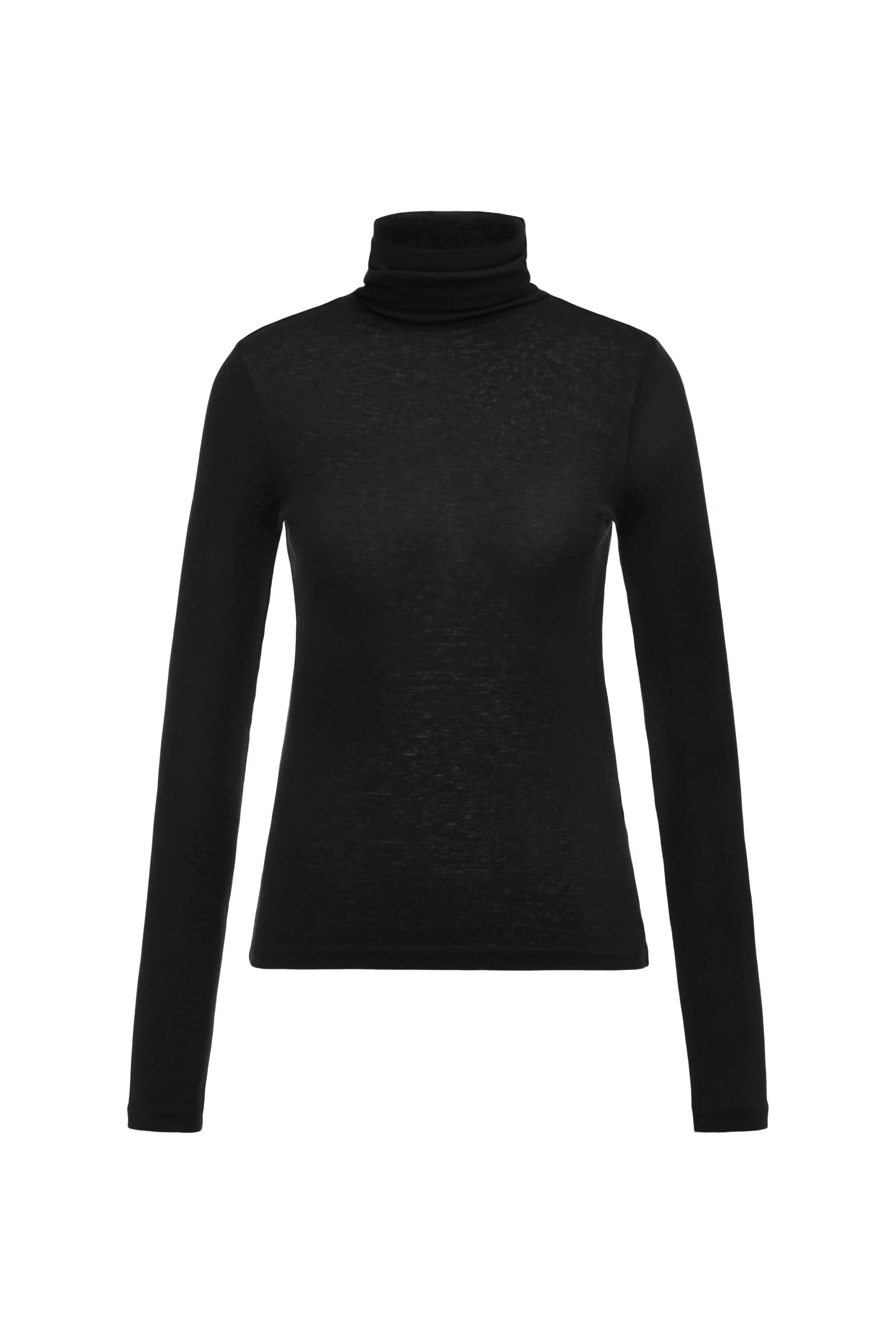 ZERAFNE - Slim-fit long-sleeved top in lyocell-wool blend - women - Natural Aluminium - Freisteller Frontansicht