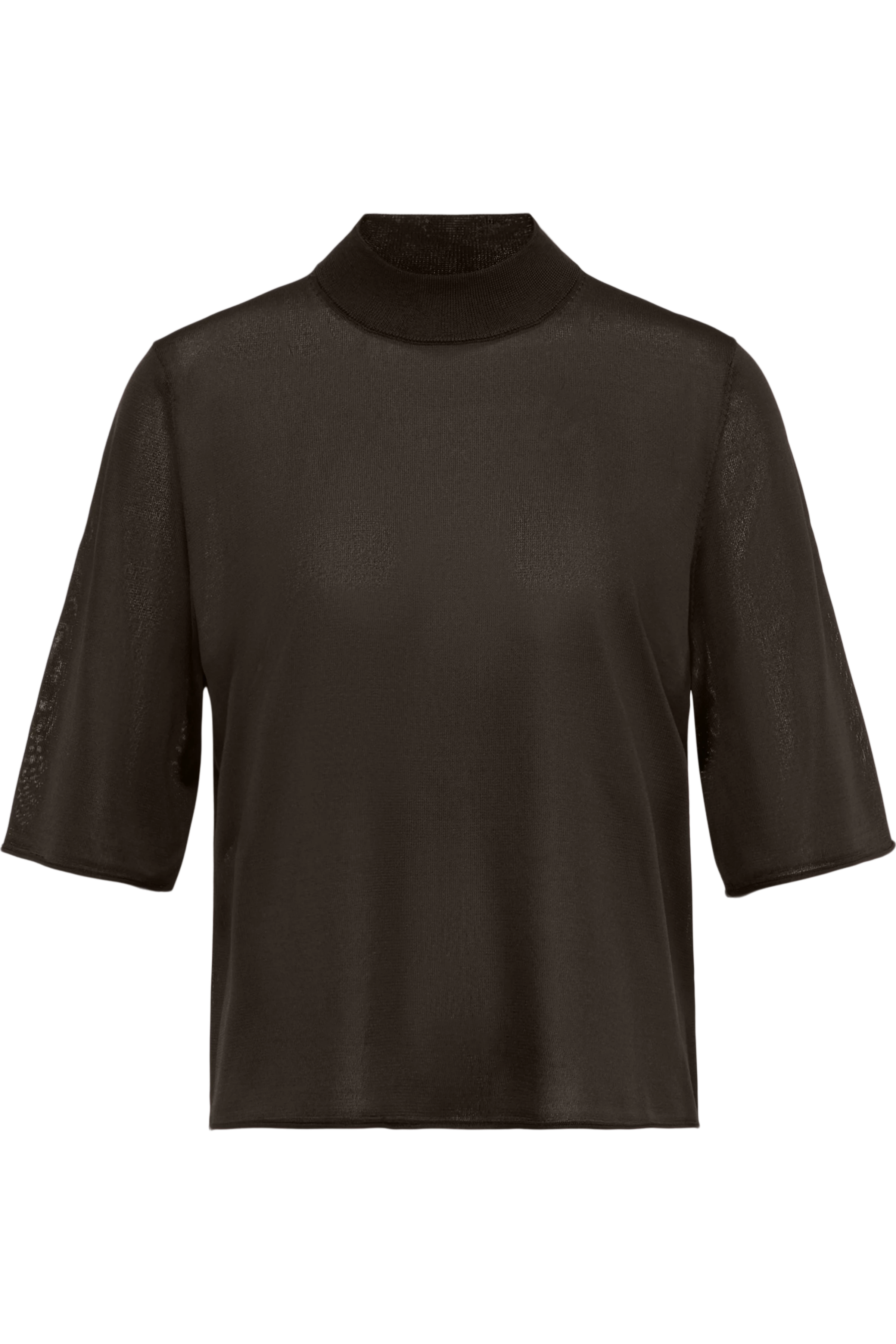 NISLE_2 - Strick-T-Shirt in Luxus-Textur - Damen - braun - Freisteller Frontansicht