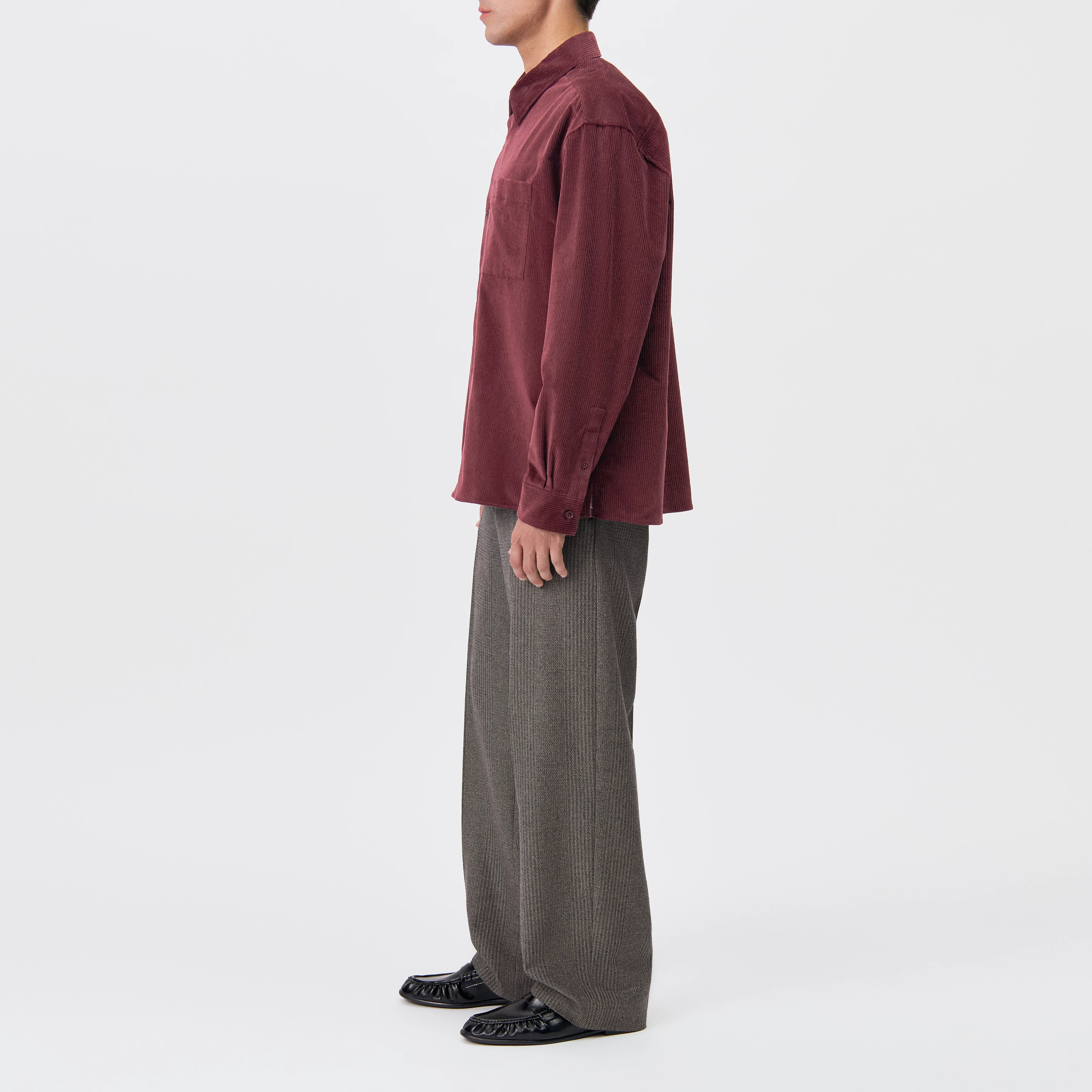 BAUNT - Regular Fit Hemd in Cord - Herren - rot - Seitenansicht
