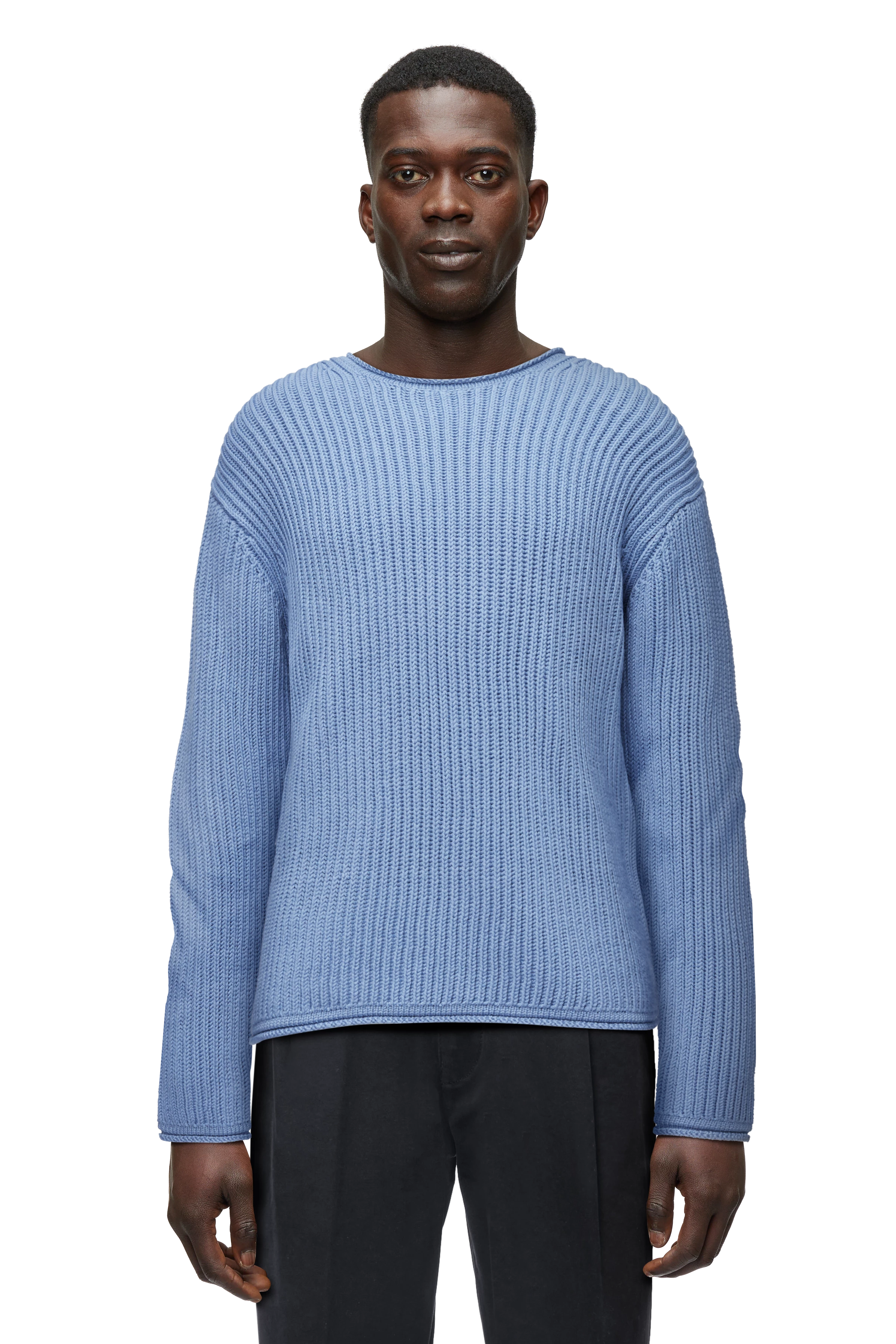 Essentials Heren 100% katoen geribbeld gebreide coltrui, houtskool heather, M Essentials Heren 100% katoen geribbeld gebreide coltrui, houtskool heather, M