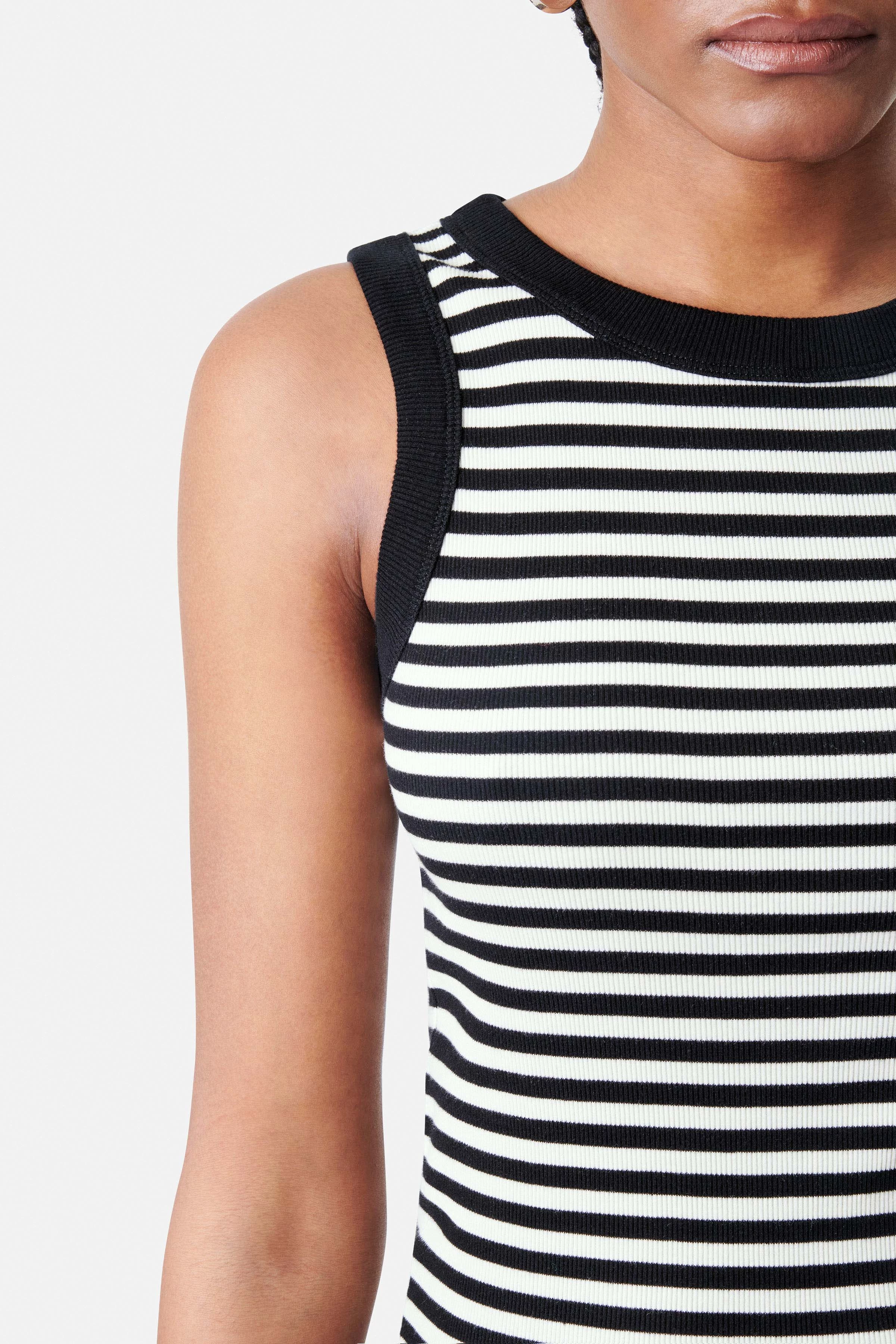 OLINA - tanktop met ronde hals in ribkatoen - dames - zwart - Seitenansicht