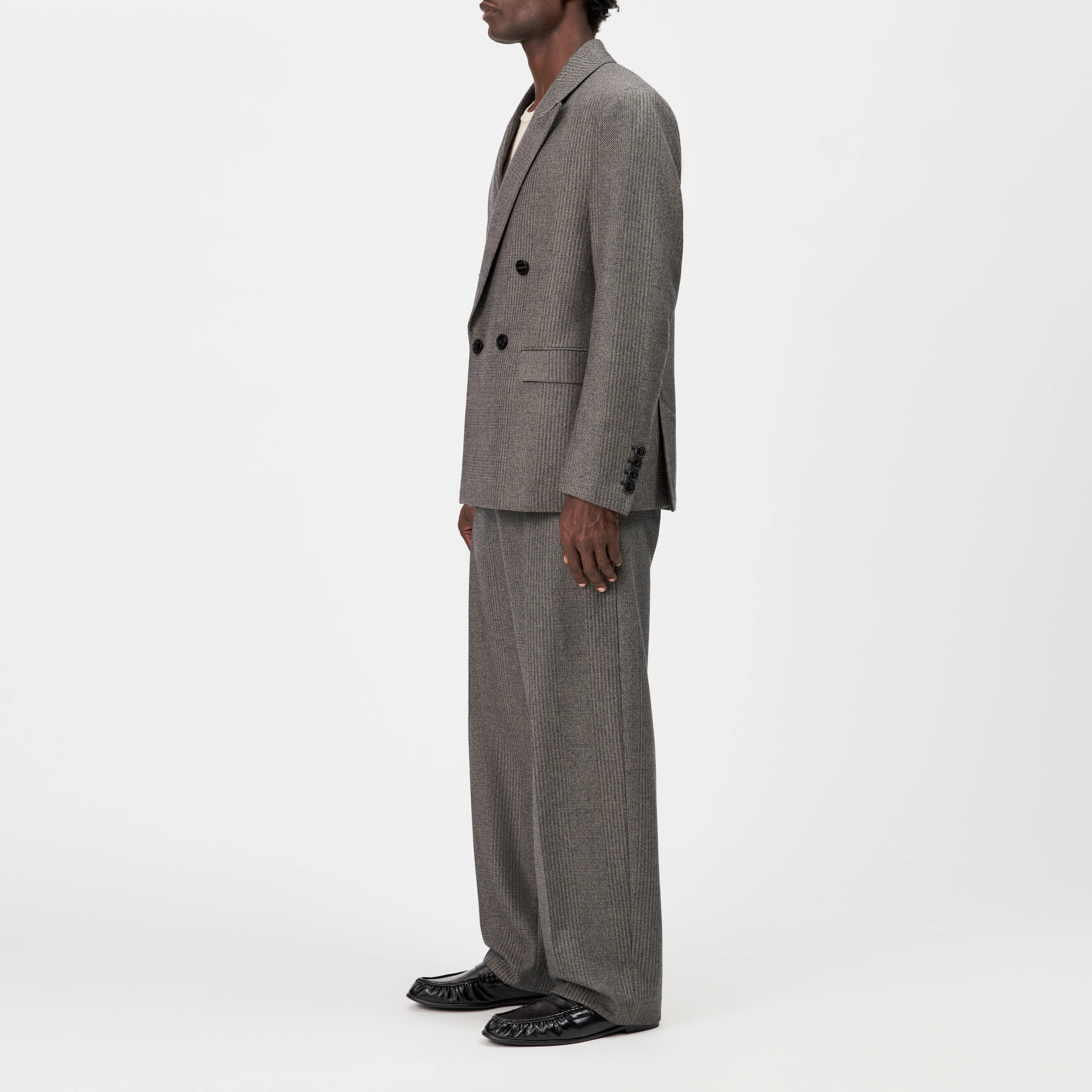 LOWAN - Double-breasted wool-blend blazer - men - brown - Seitenansicht