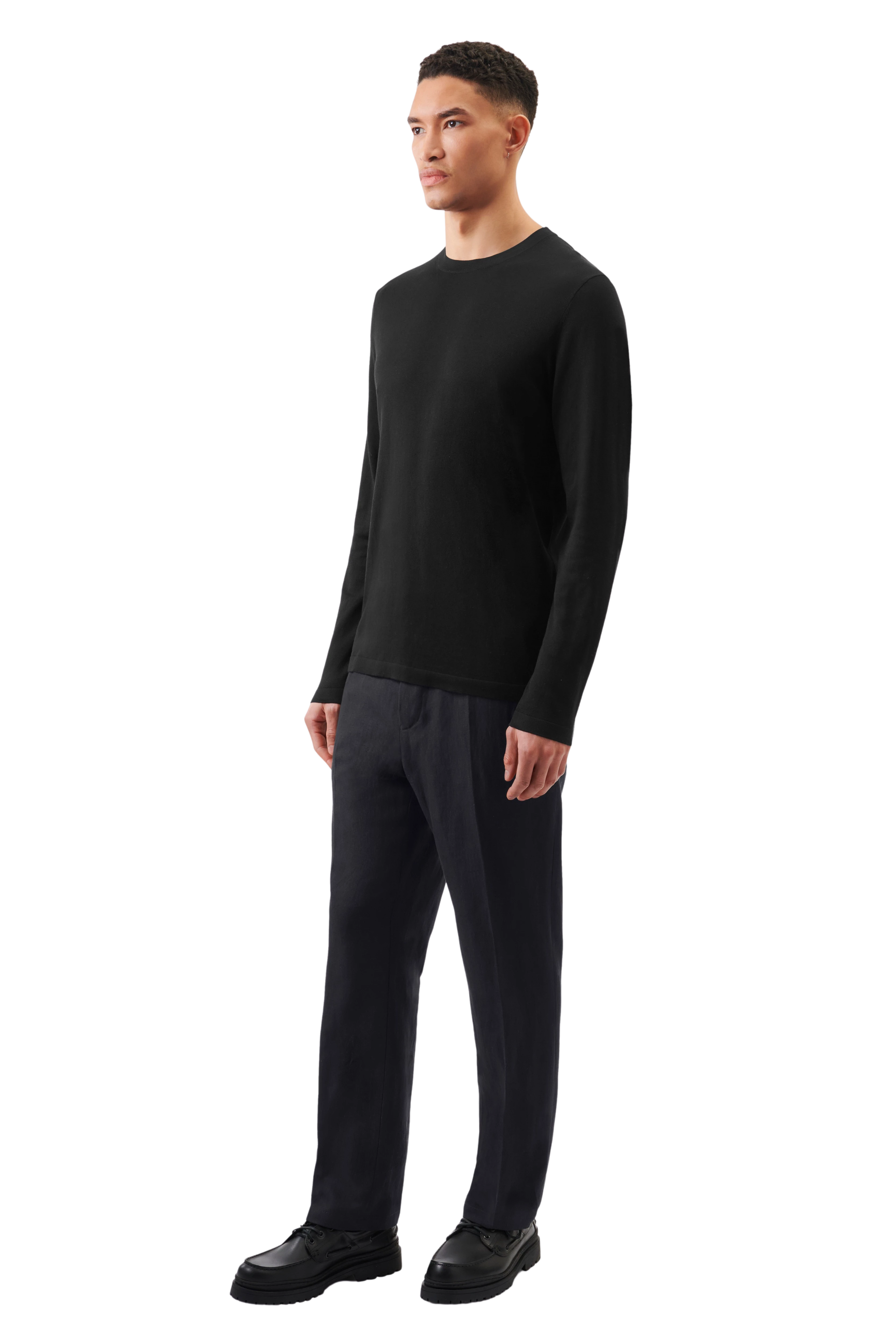 IRMINO - Long-sleeve in silk-cotton mix - men - Natural Aluminium - Freisteller Platzhalter