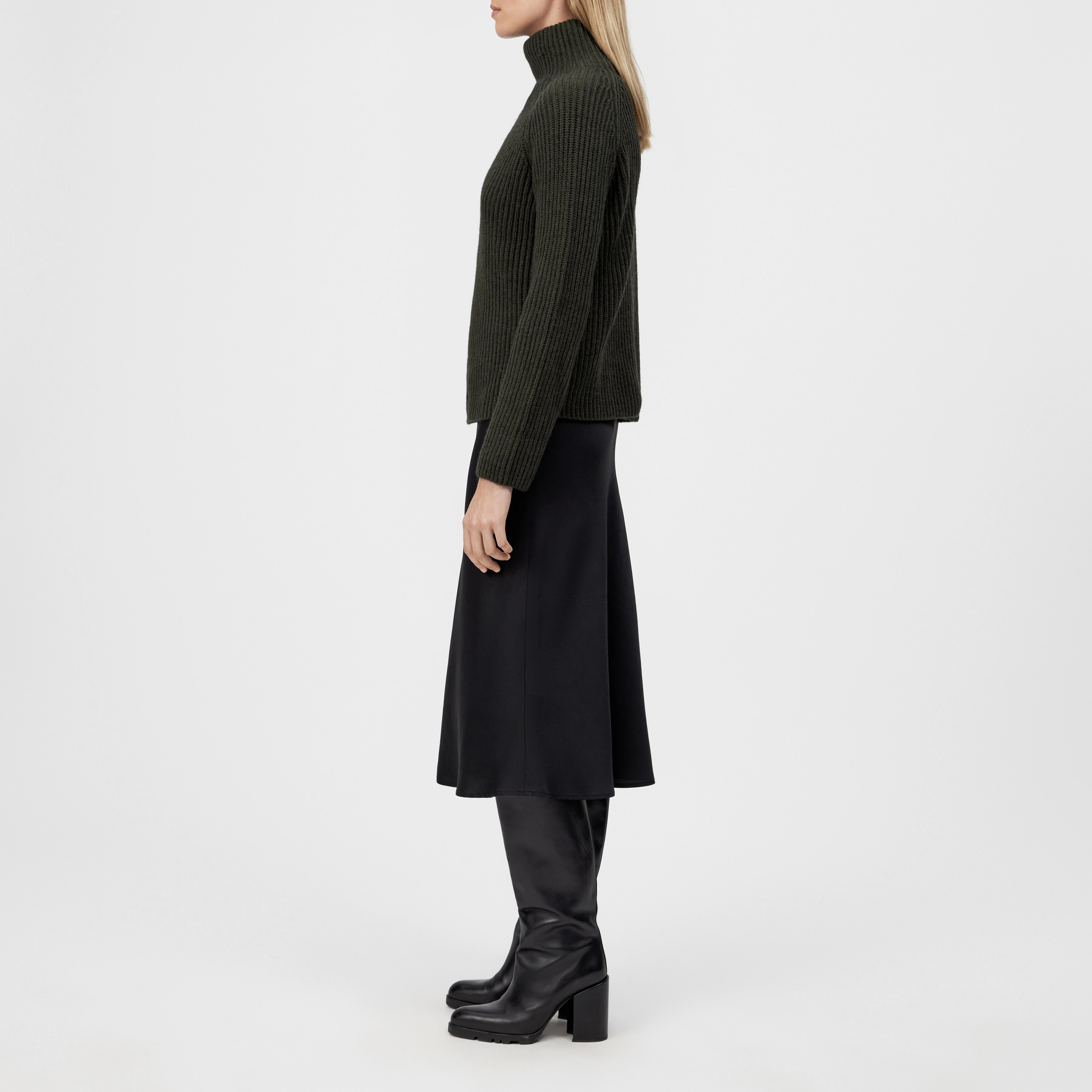 ARWEN - Pull à col roulé en laine et alpaga - women - vert - Seitenansicht