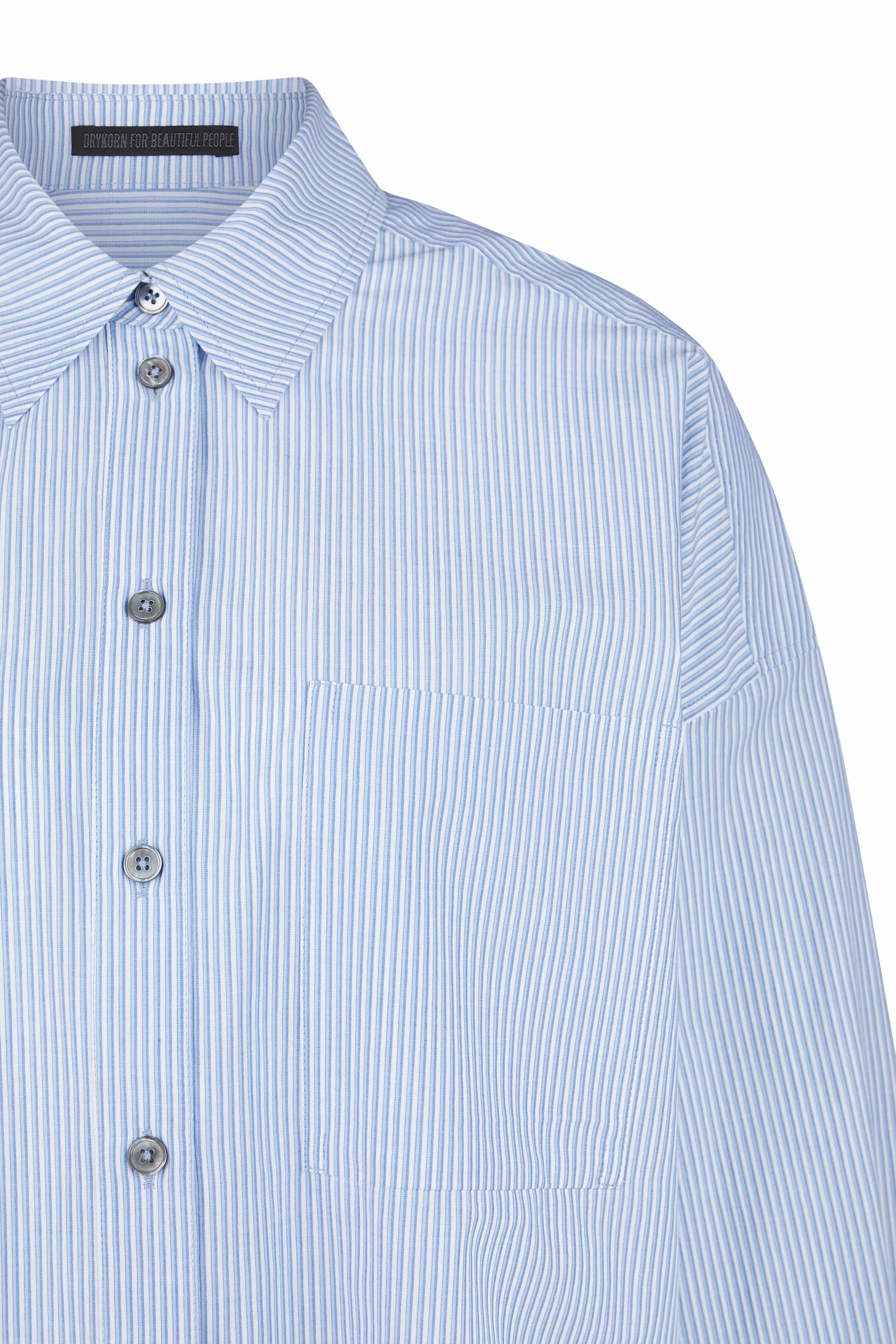 AAKE - katoen popeline overhemd blouse - dames - blauw - Freisteller Detailansicht