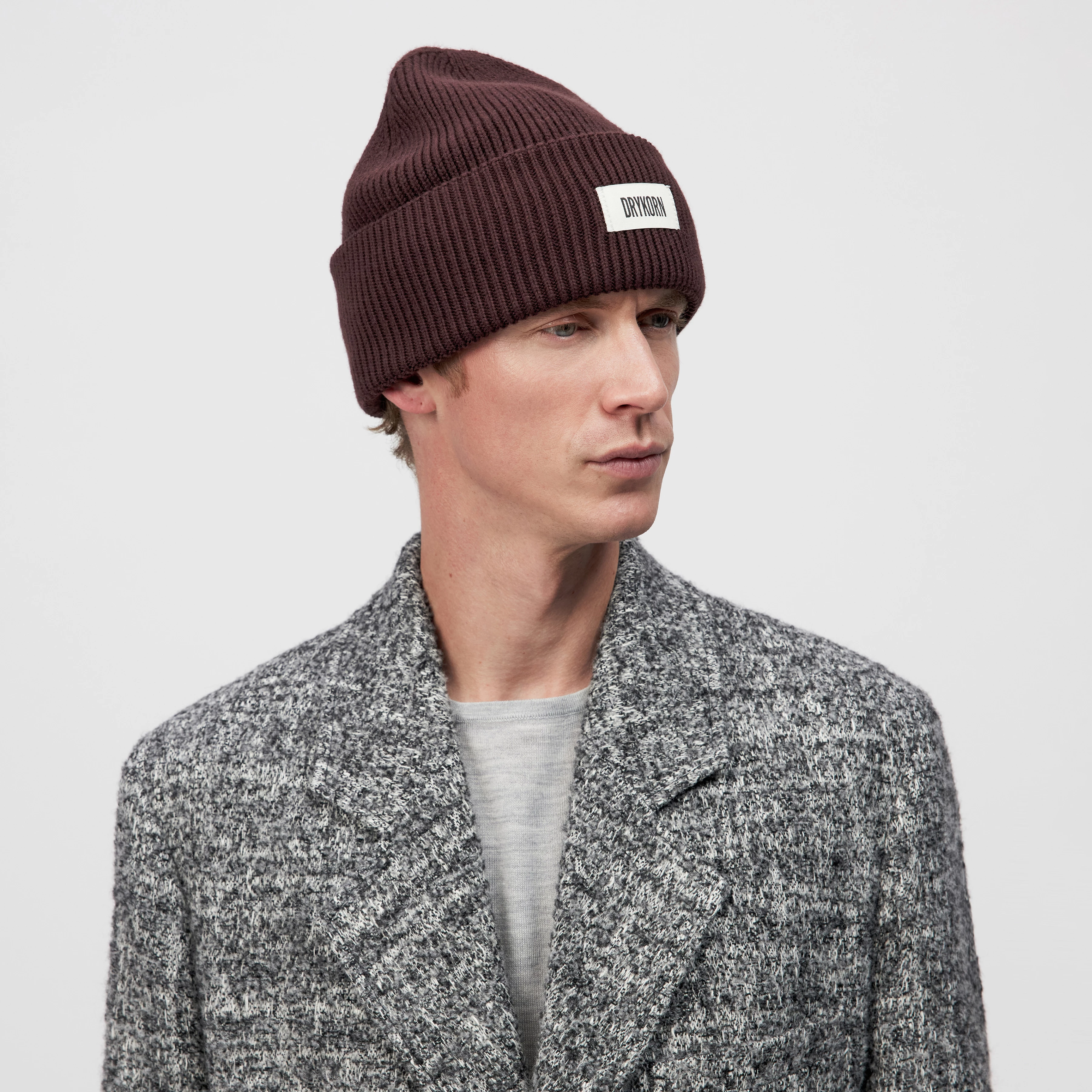 LOAH_3 - Beanie in Baumwoll-Mix - Unisex - rot - Seitenansicht