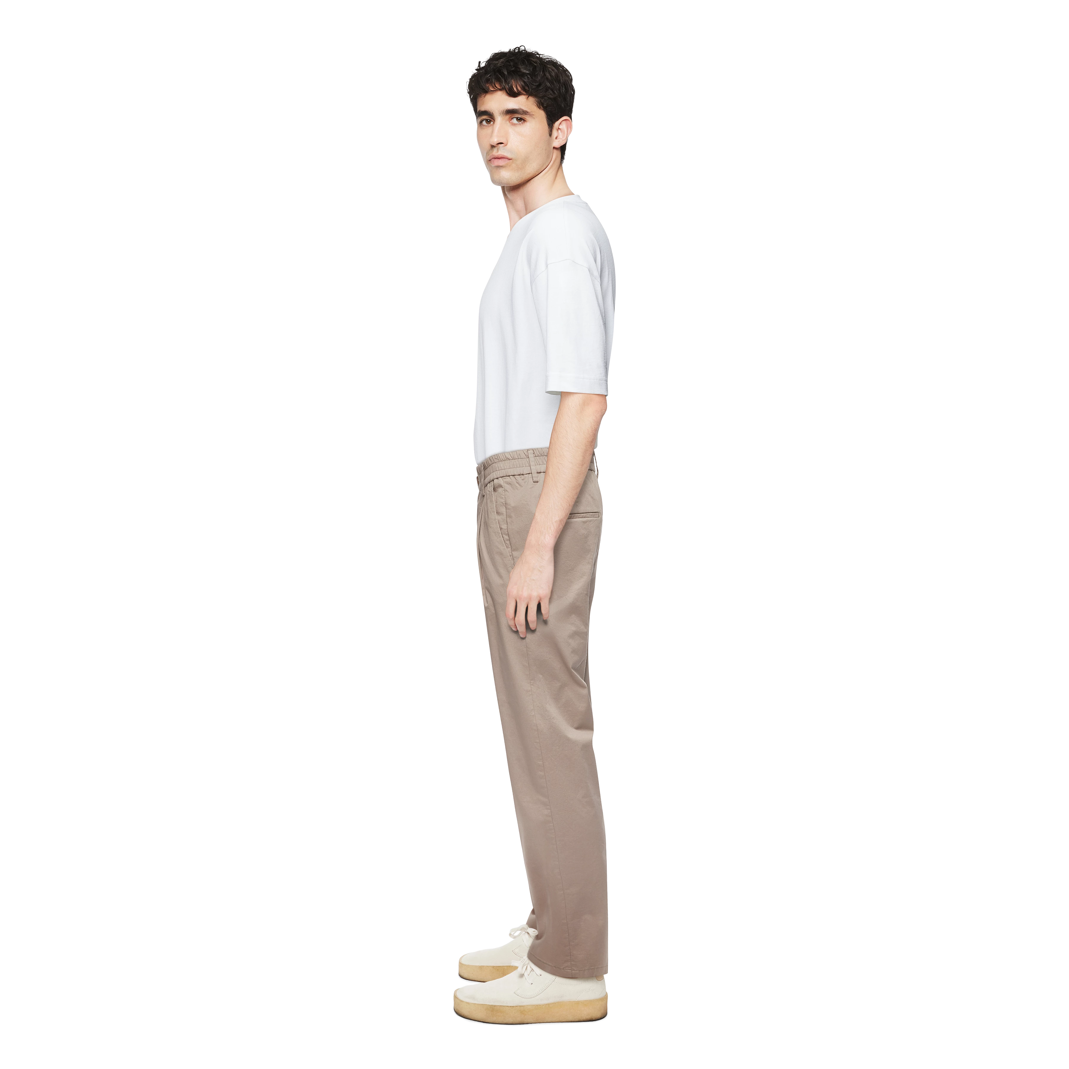 CHASY_RGLR - Casual broek met plooi in katoen gabardine - heren - beige - Seitenansicht