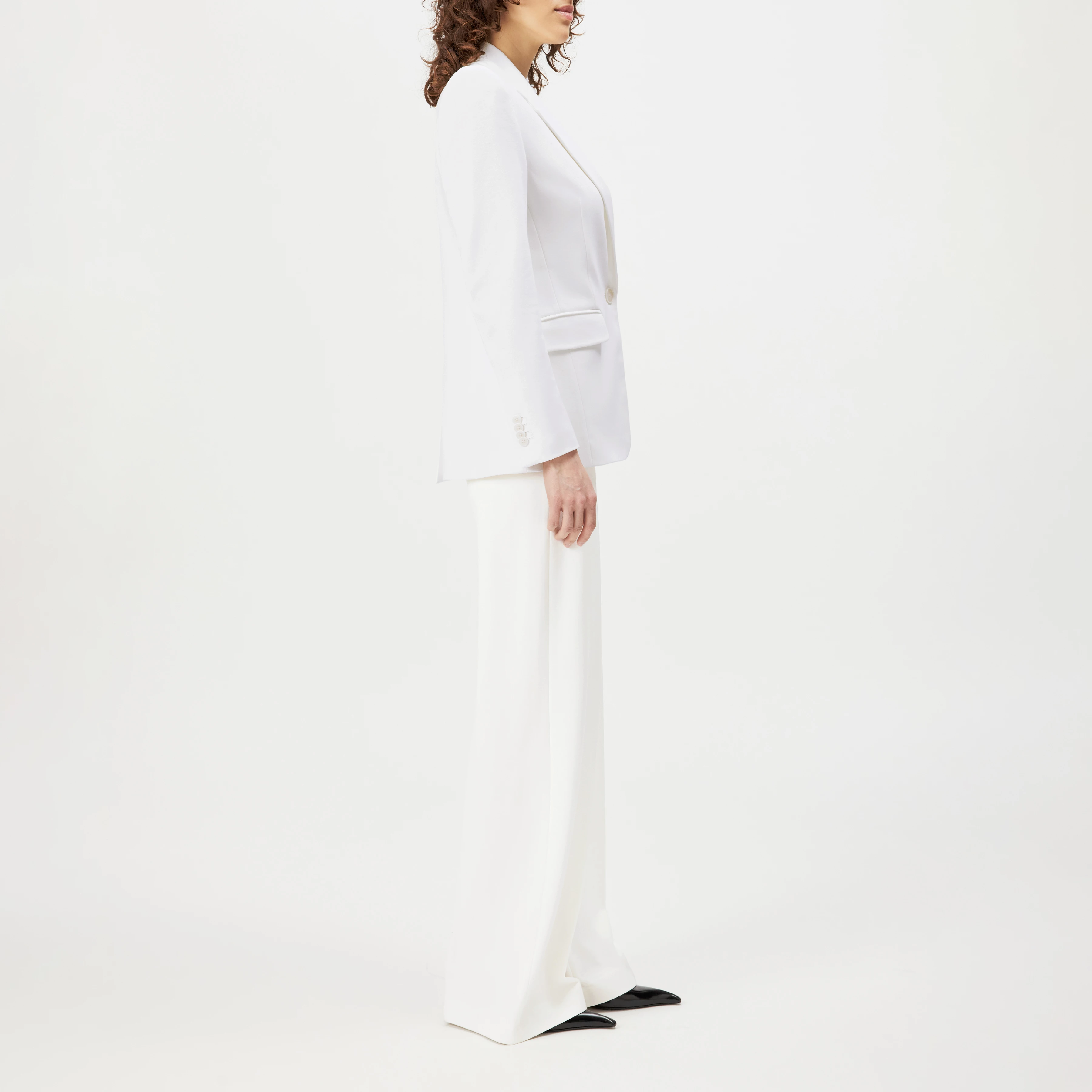 ATLIN_2 - Single-button blazer in viscose jersey - women - off white - Seitenansicht