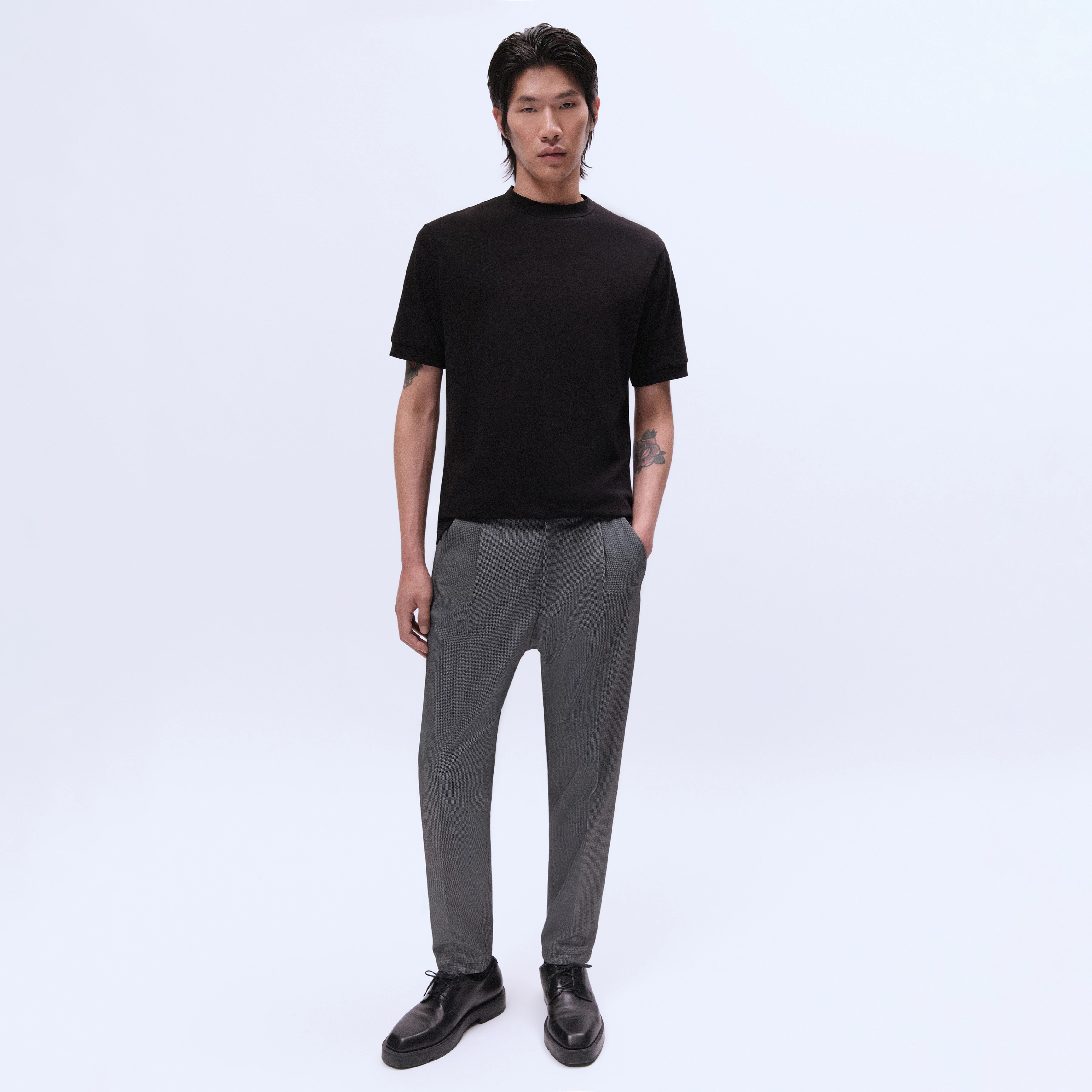 CHASY - Casual Hose mit Bundfalte in Jersey mit Dessin - Herren - schwarz