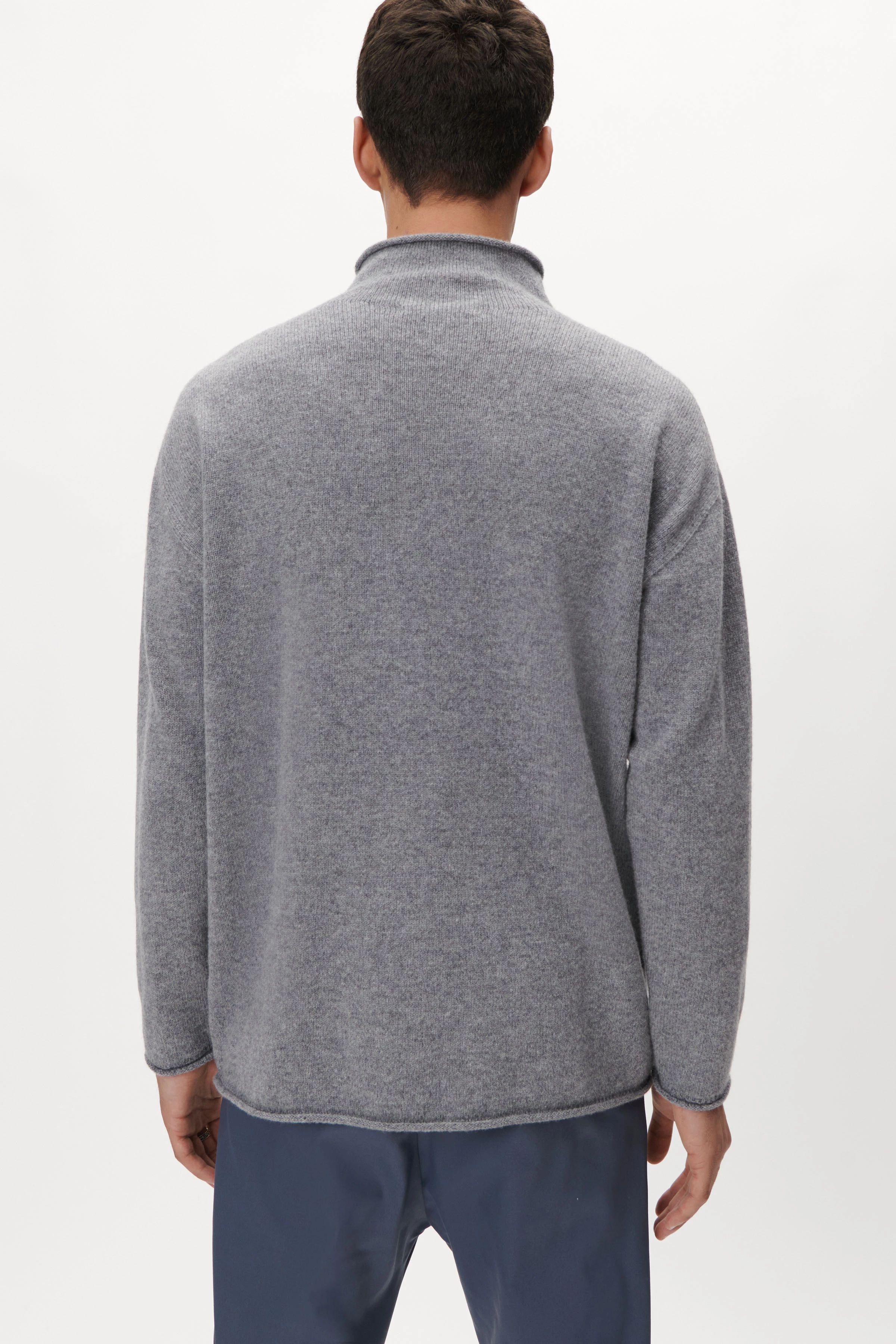 NOLAN - stand-up collar jumper in wool - men - grey - Rückansicht