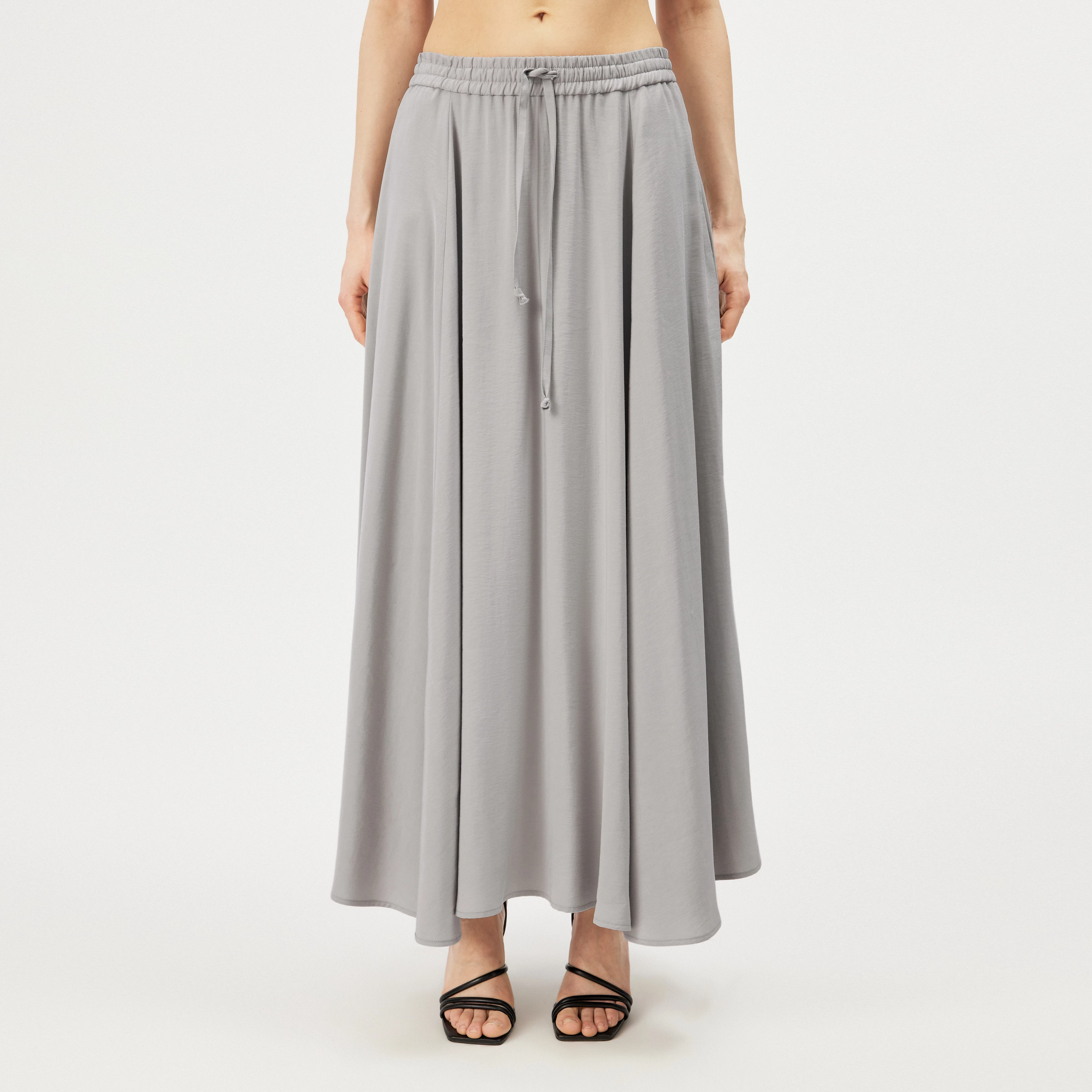 QERIME - Modal twill pleated skirt - women - grey - Frontansicht