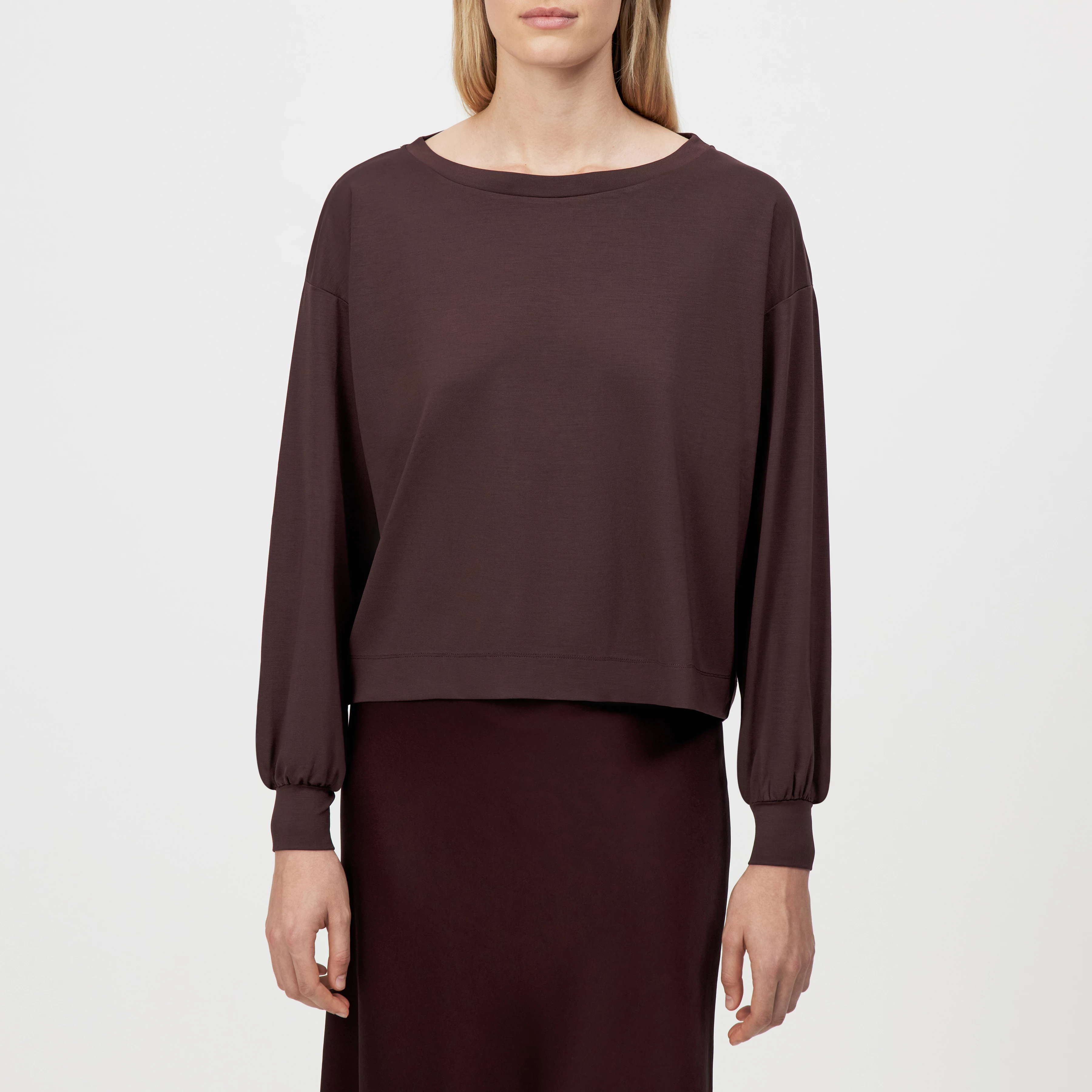 KELANE - Loose-fitting long-sleeved top in lyocell blend - women - red - Frontansicht