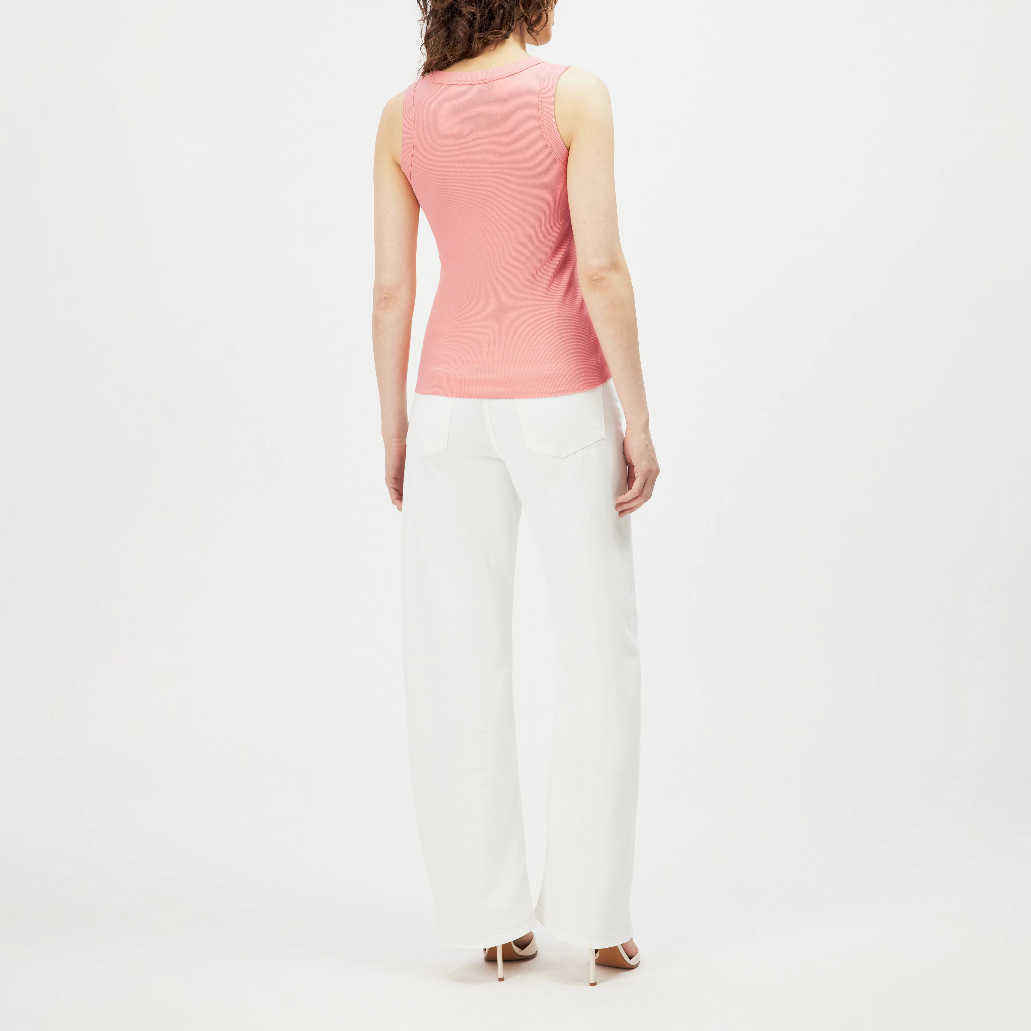 TAVIRA - Ribbed tank top with feminine round neckline - women - orange - Rückansicht