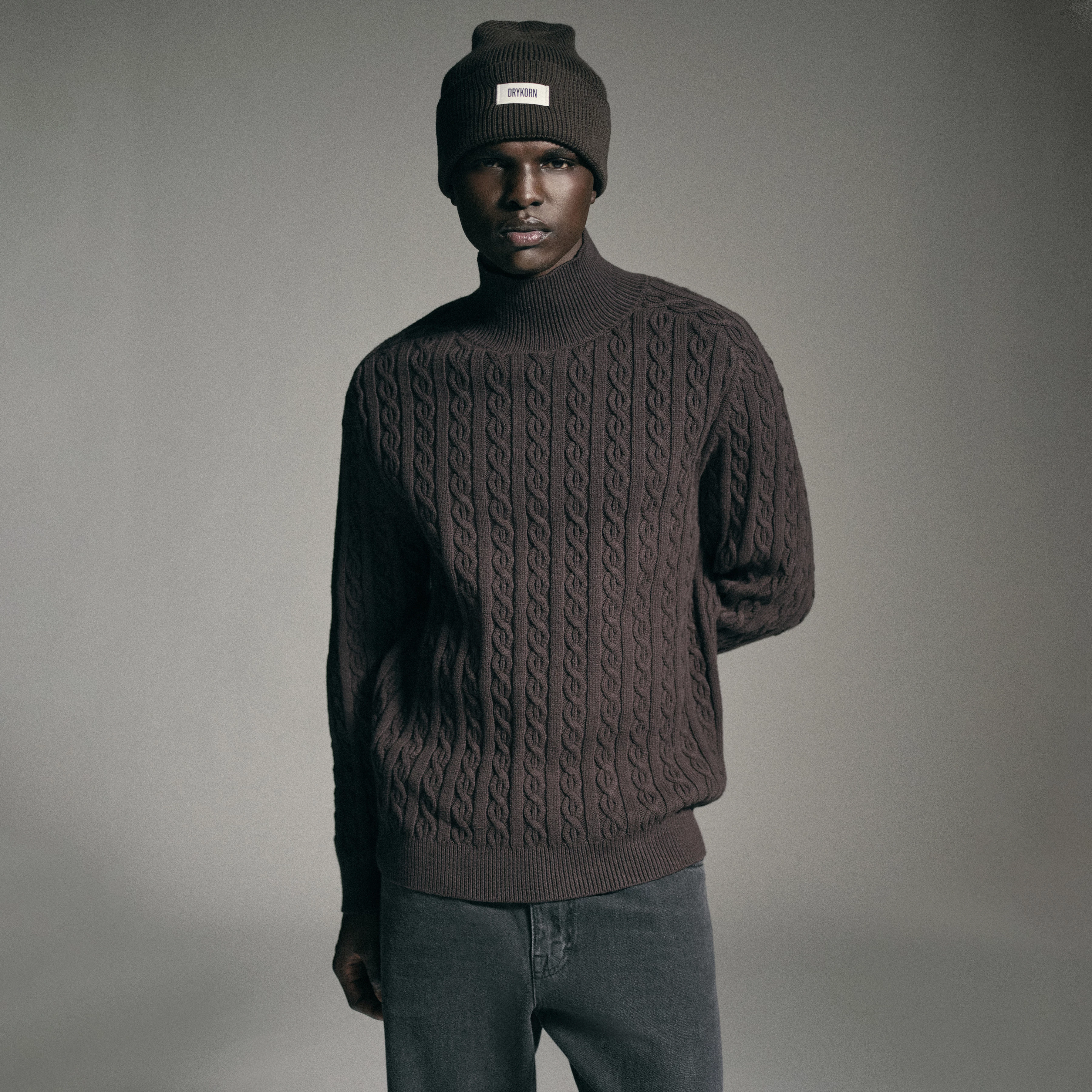 EDDARD - Pullover mit Stehkragen in Baumwoll-Mix - Herren - braun