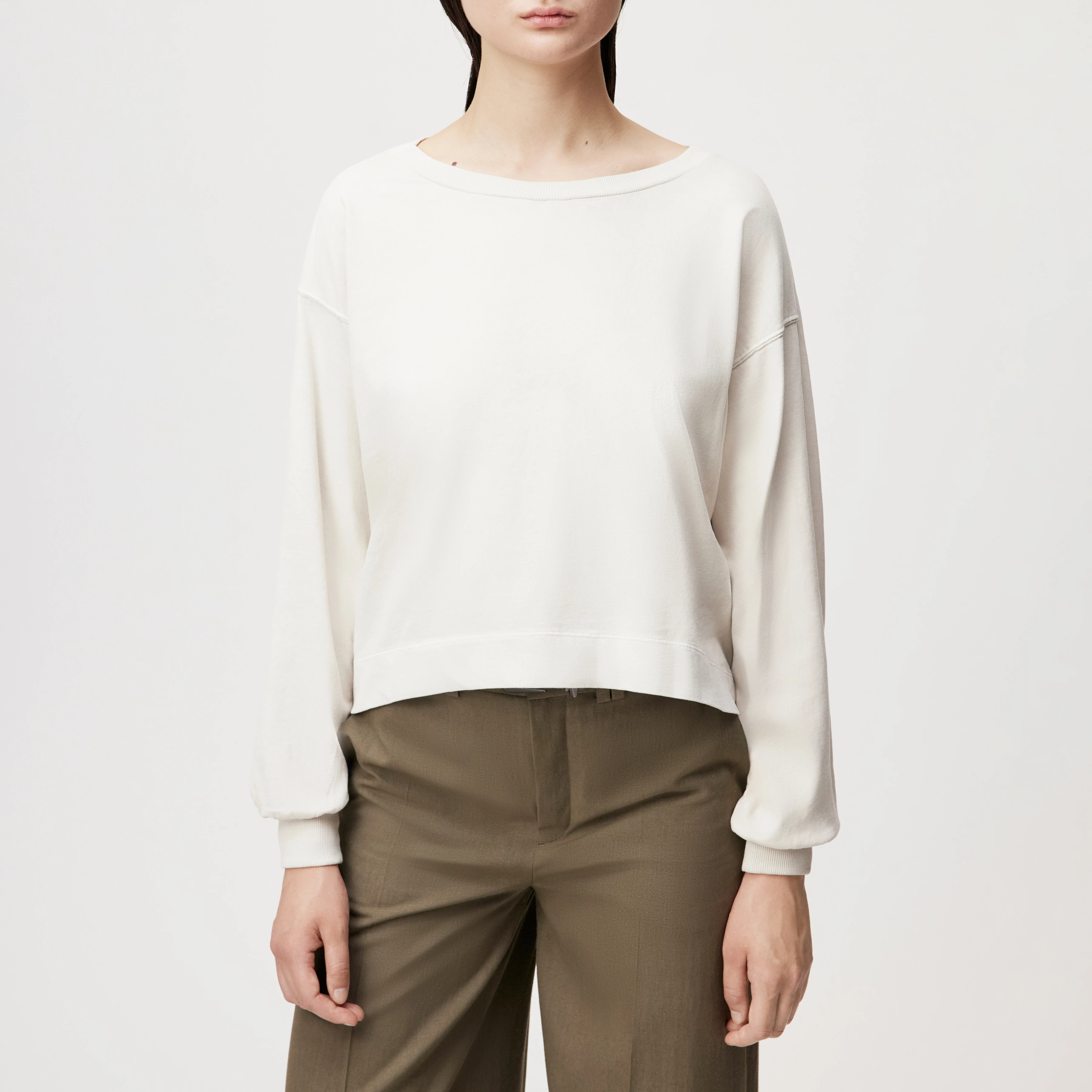 KELANE - Losse longsleeve in gewassen look - dames - beige - Frontansicht