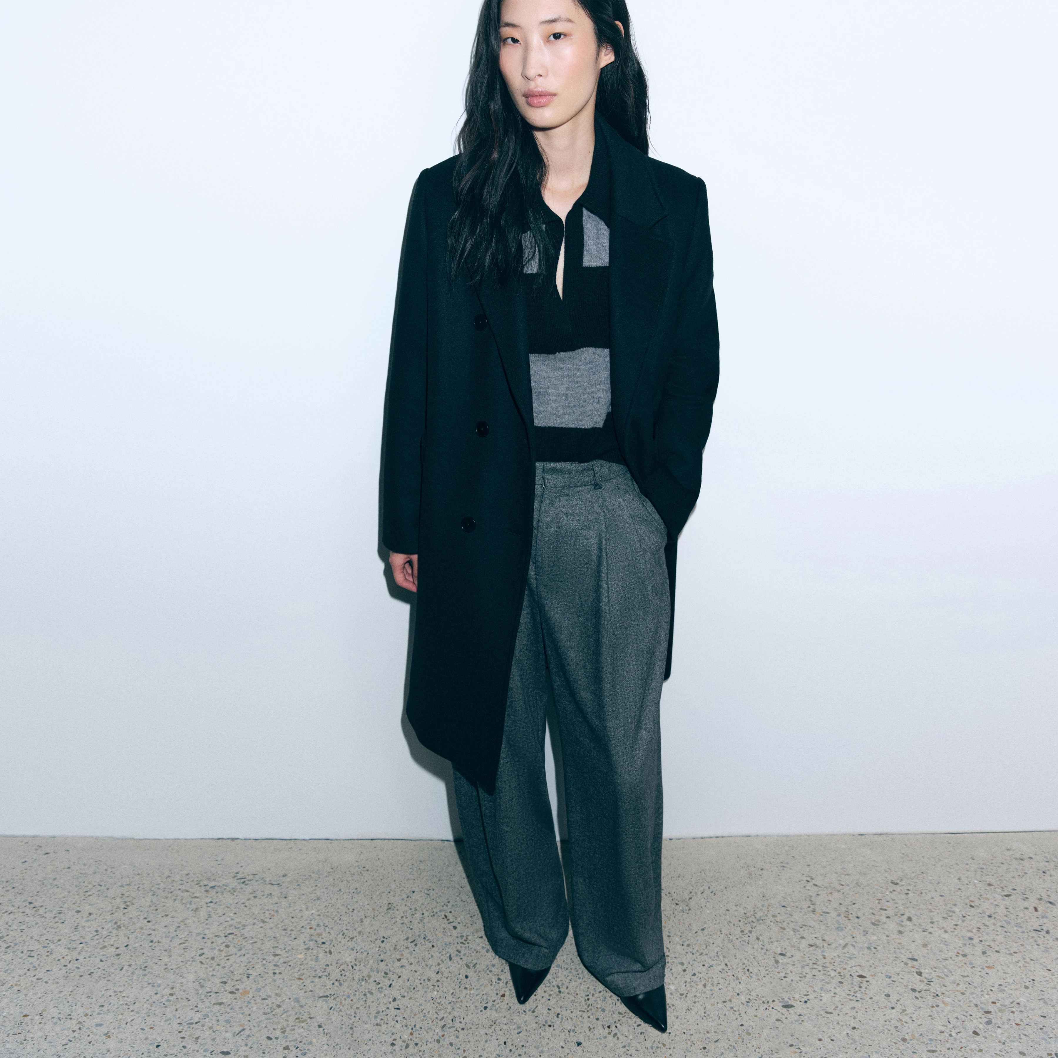 BRAMCOTE - Klassischer Blazermantel in Flanell - Damen - schwarz