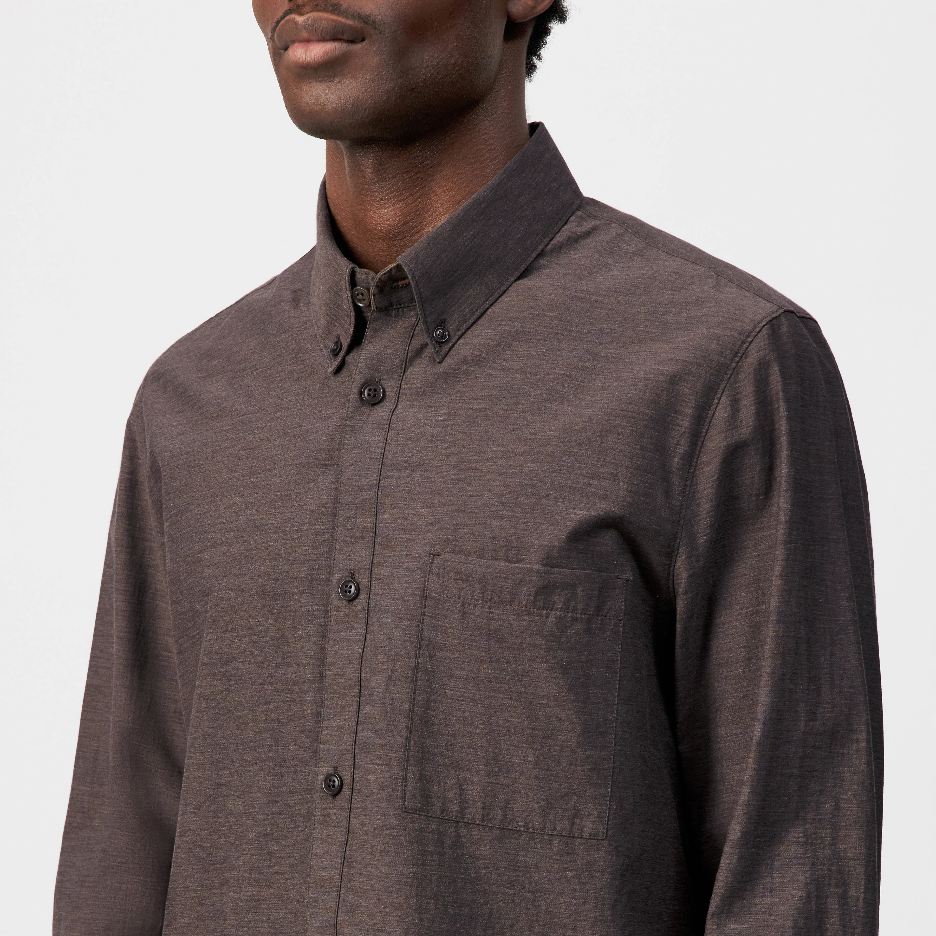 SORIC - Regular Fit Hemd in Baumwoll-Mix - Herren - braun - Detailansicht am Model