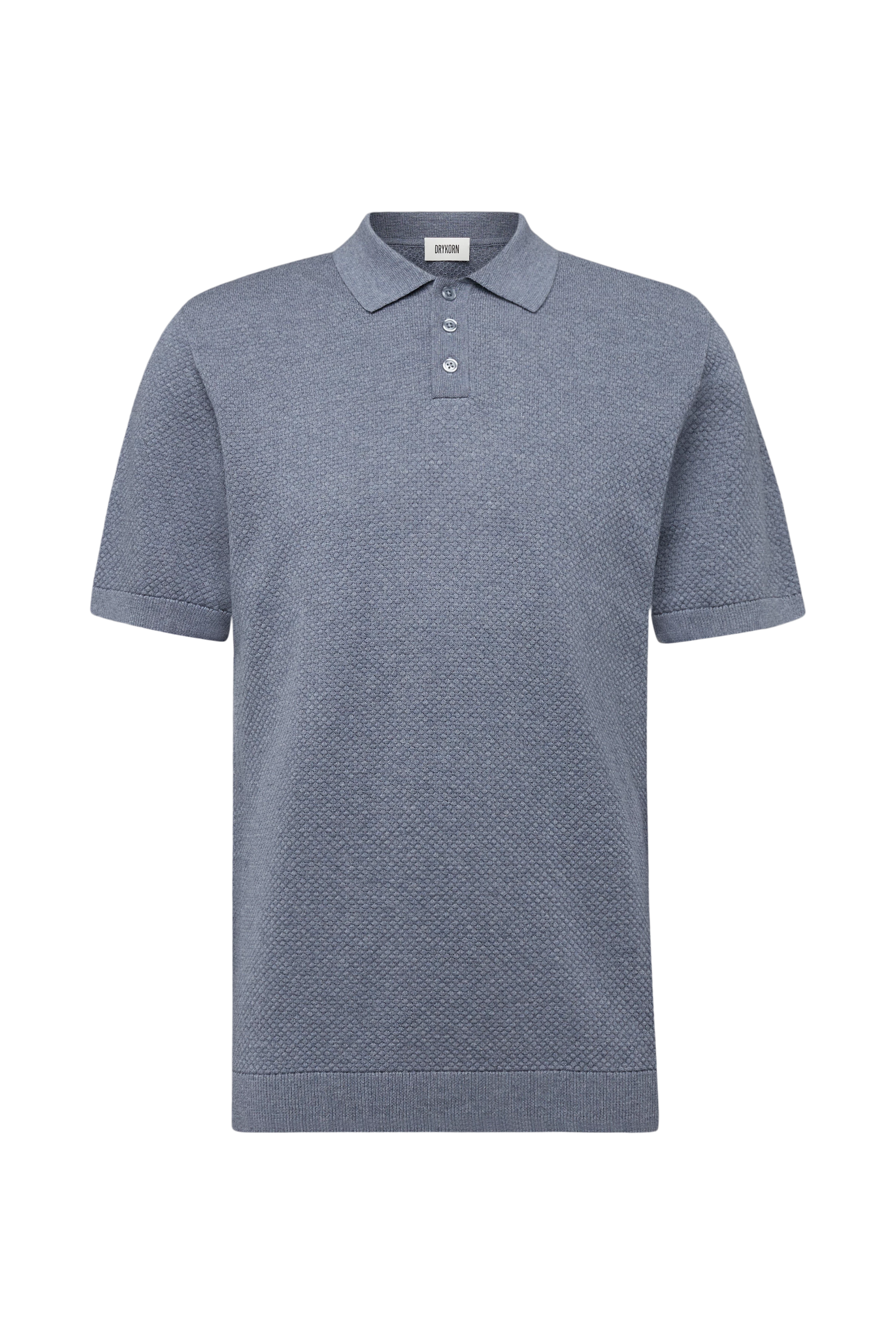 TRITON - Polo en coupe classique en maille jacquard. - men - bleu - Freisteller Frontansicht
