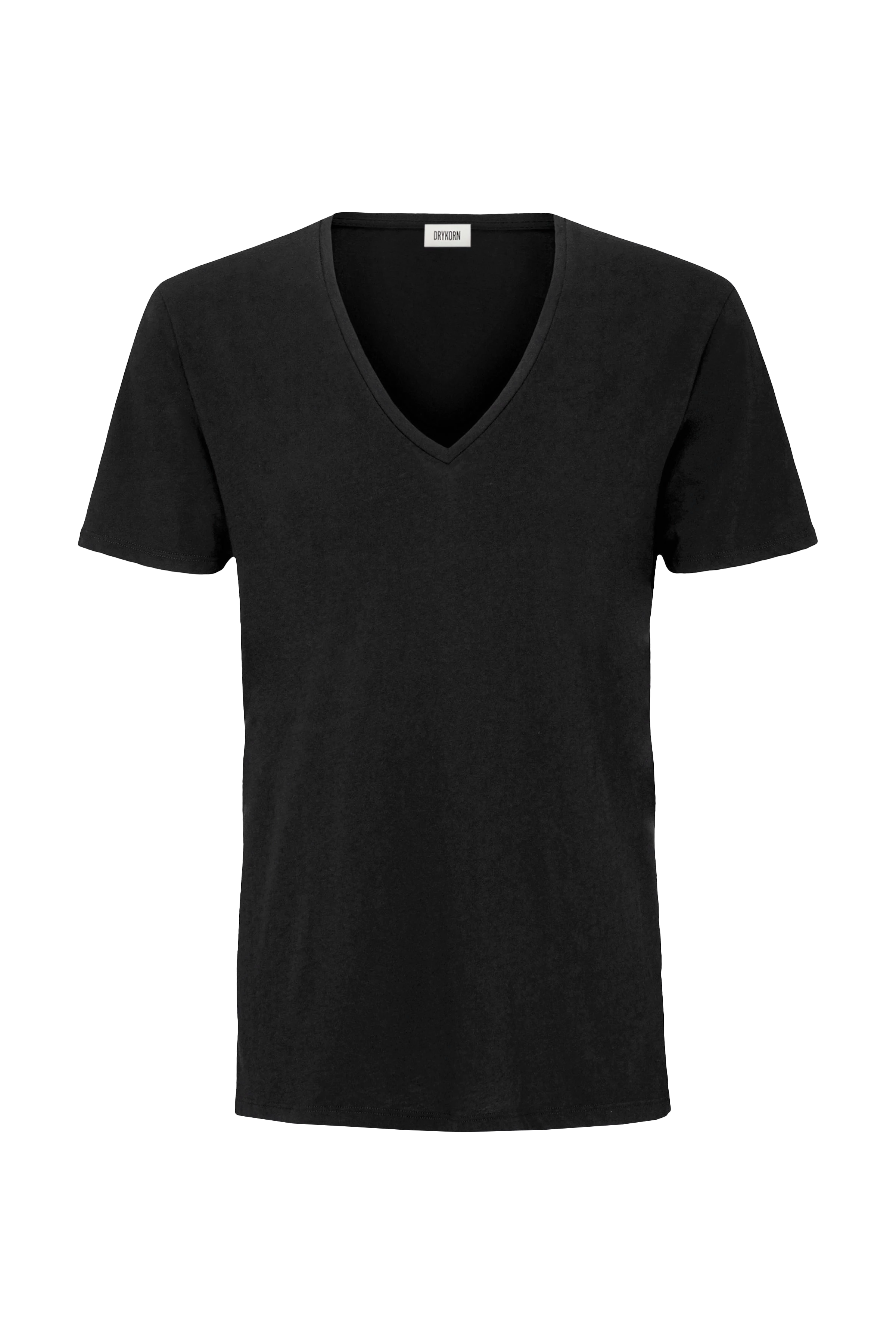 QUENTIN - V-neck T-shirt in clean cotton - men - black - Freisteller Frontansicht