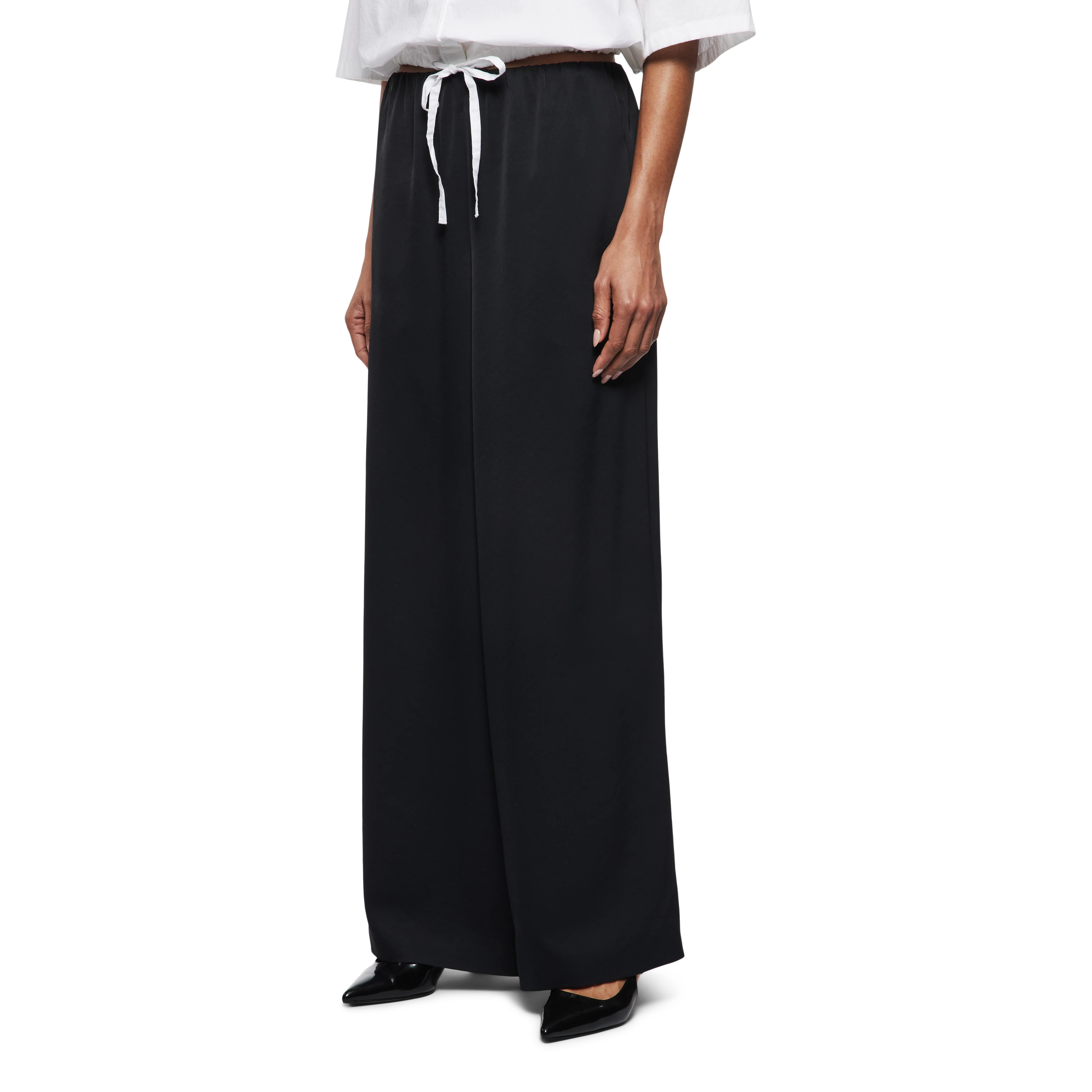 TWEEZER - Wide-leg trousers in satin - women - Natural Aluminium - Frontansicht