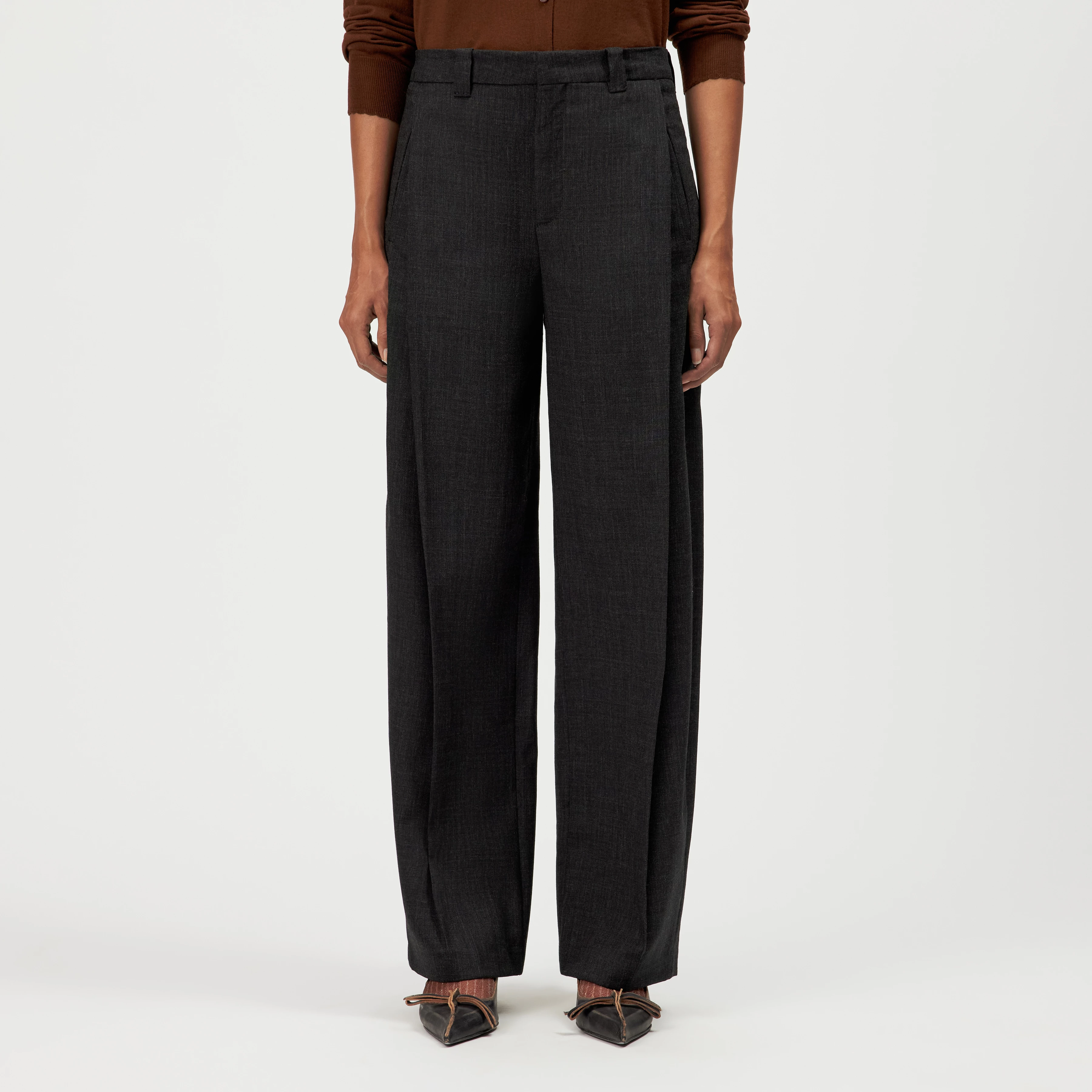 UNPACK - Pleated Trousers, Regular Fit - women - grey - Frontansicht