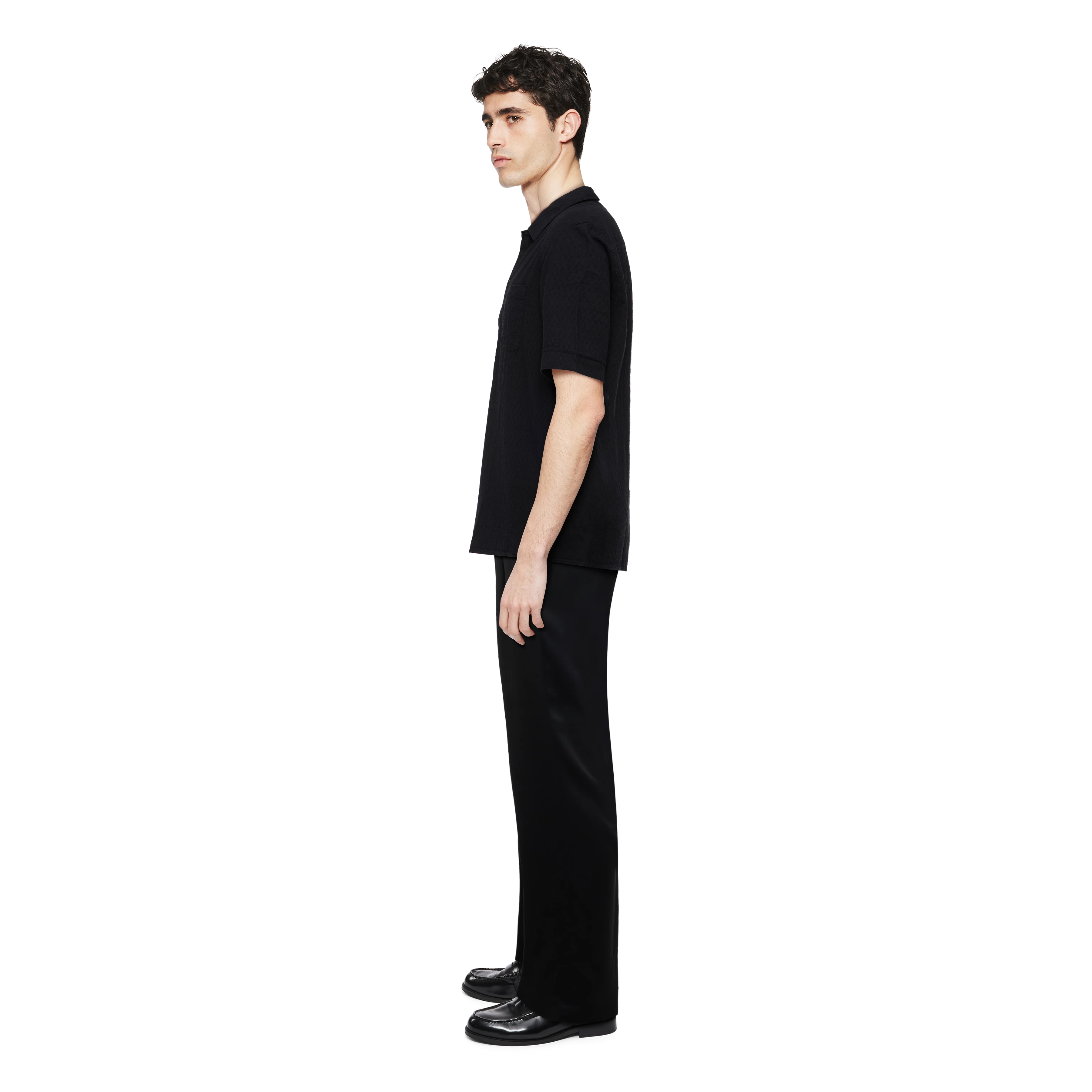 VIGOMO - Chemise avec poche de poitrine en seersucker - men - noir - Seitenansicht