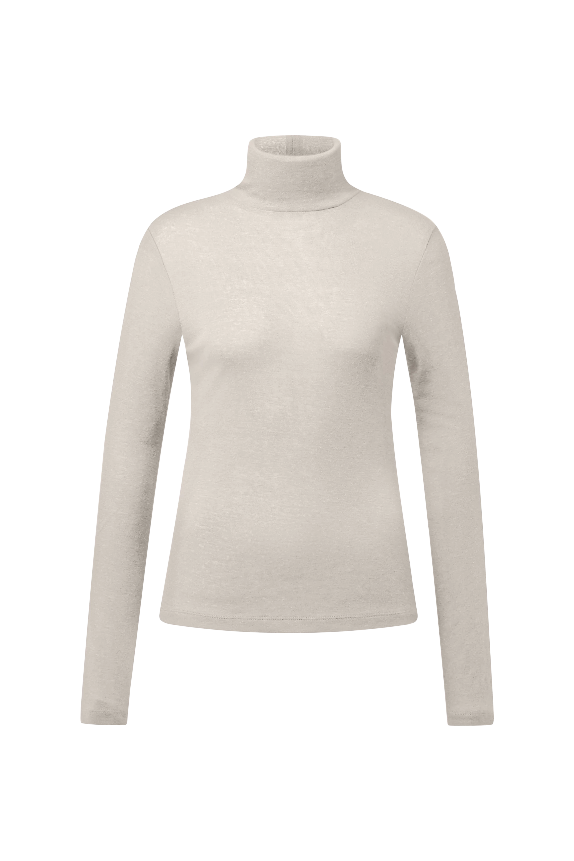 ZERAFNE - Slim long sleeve in lyocell-wool blend - women - beige - Freisteller Frontansicht