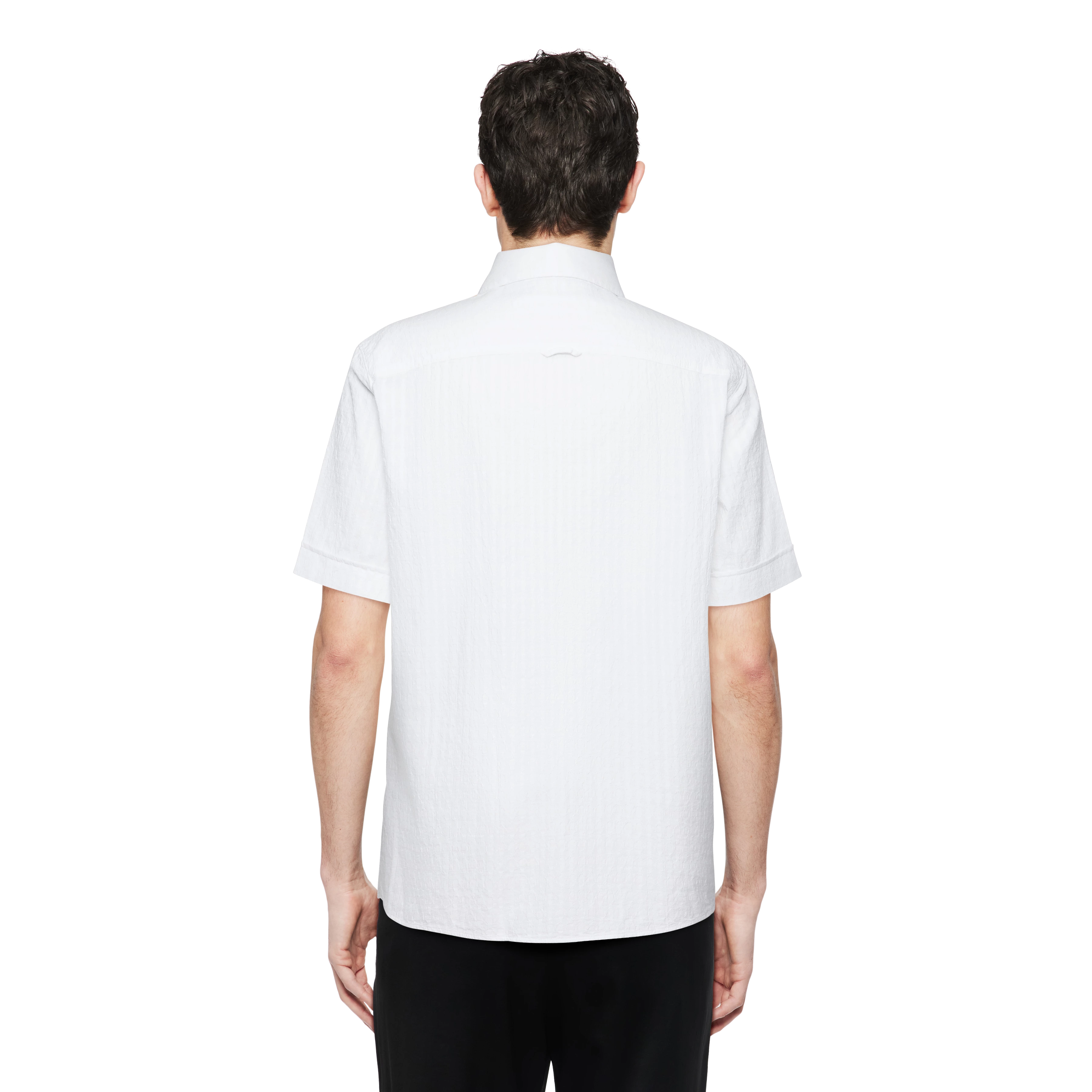 VIGOMO - Overhemd met borstzak in seersucker - heren - off white - Rückansicht