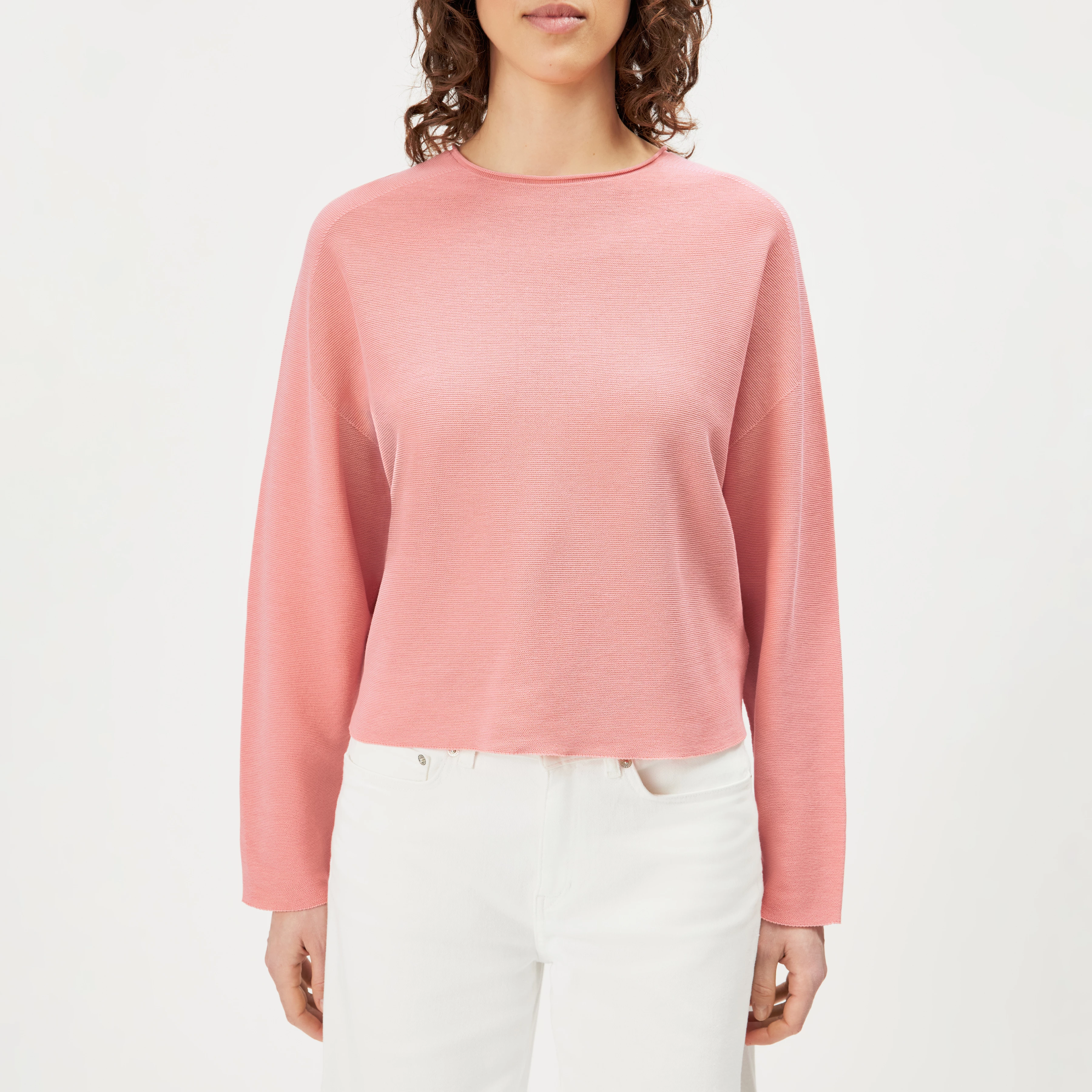 MEAMI - Cropped egg-shape pullover in pure cotton - women - orange - Frontansicht
