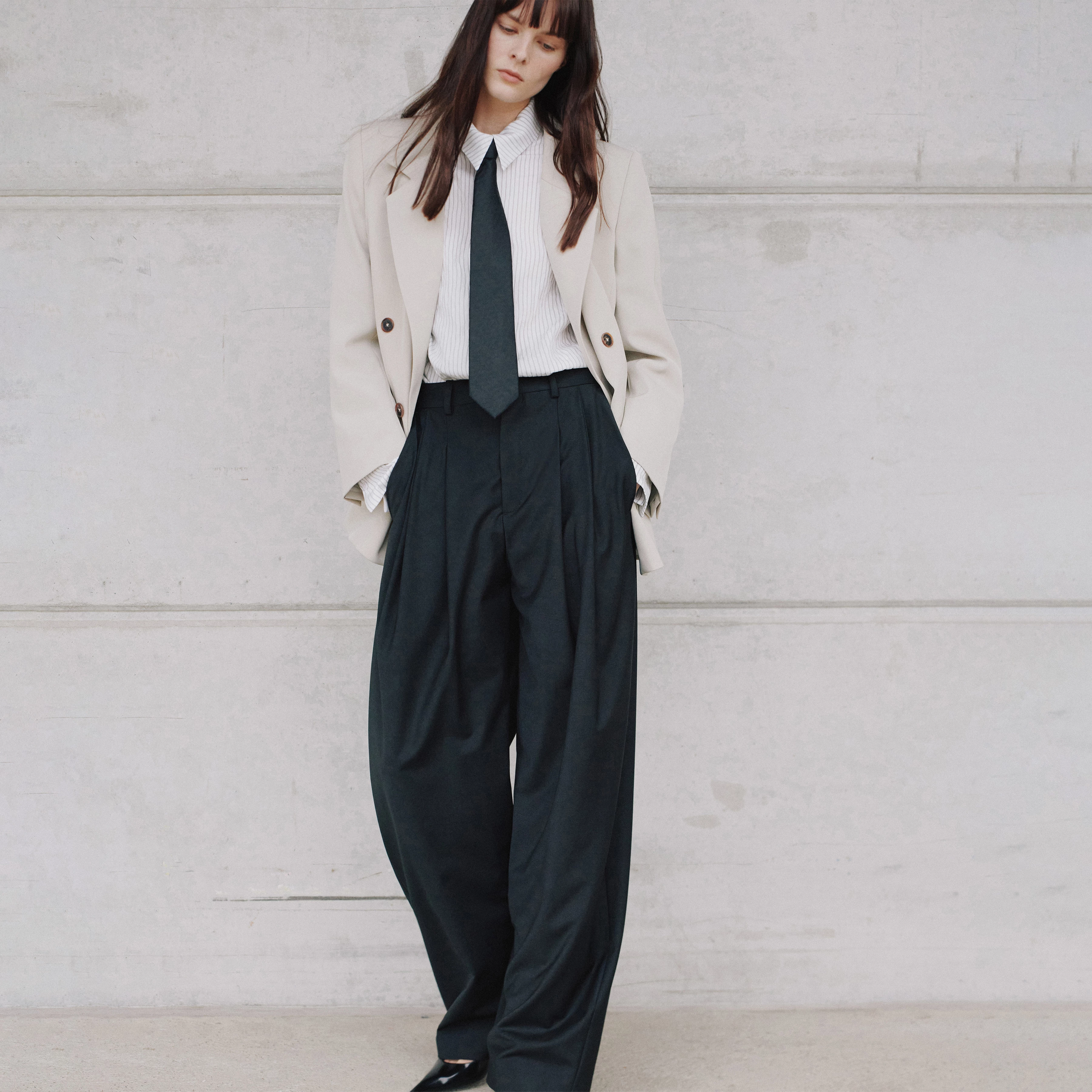ELICIT - Wide pleated trousers in wool blend - women - black